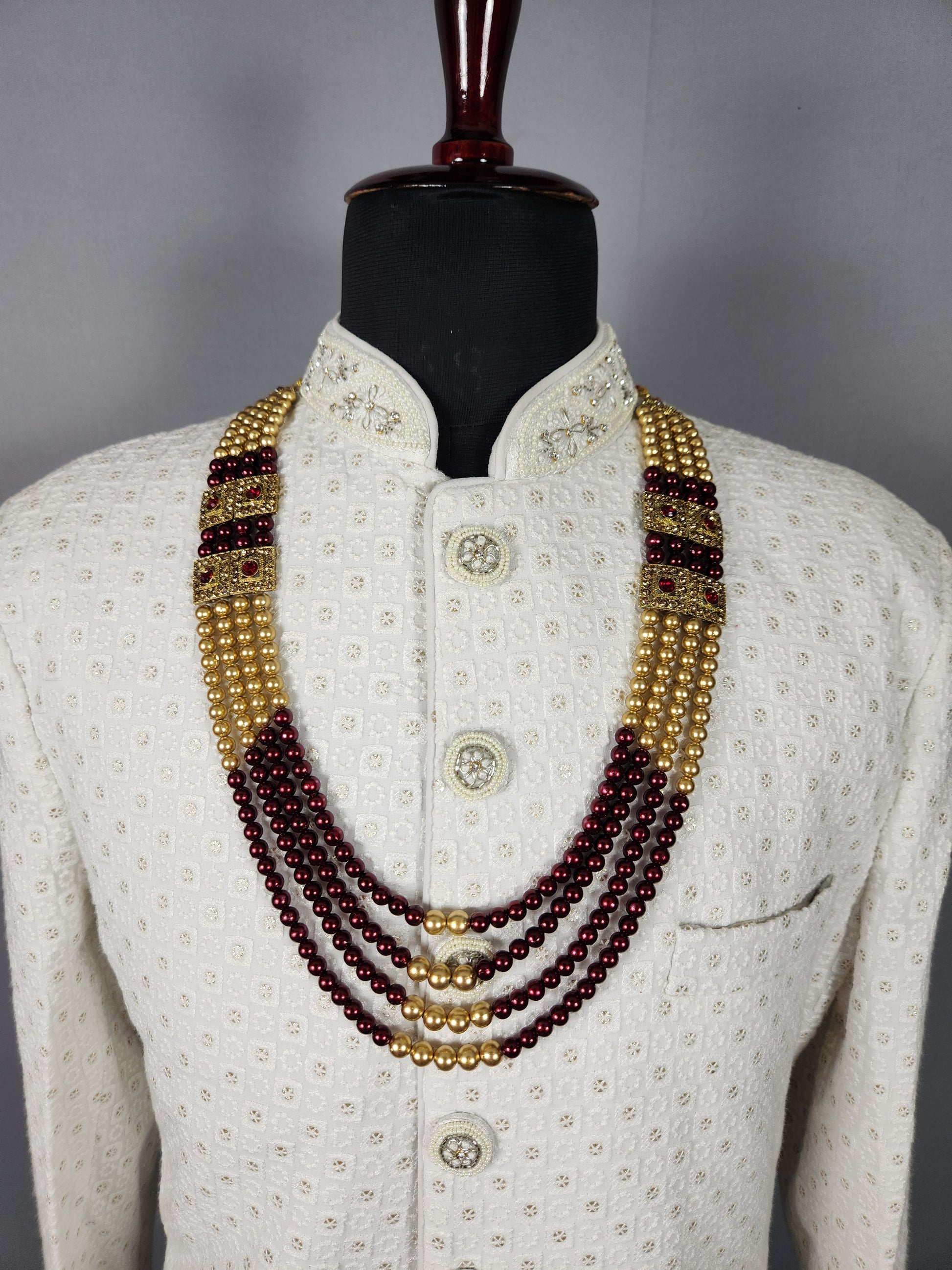 olden Red Necklace For Groom