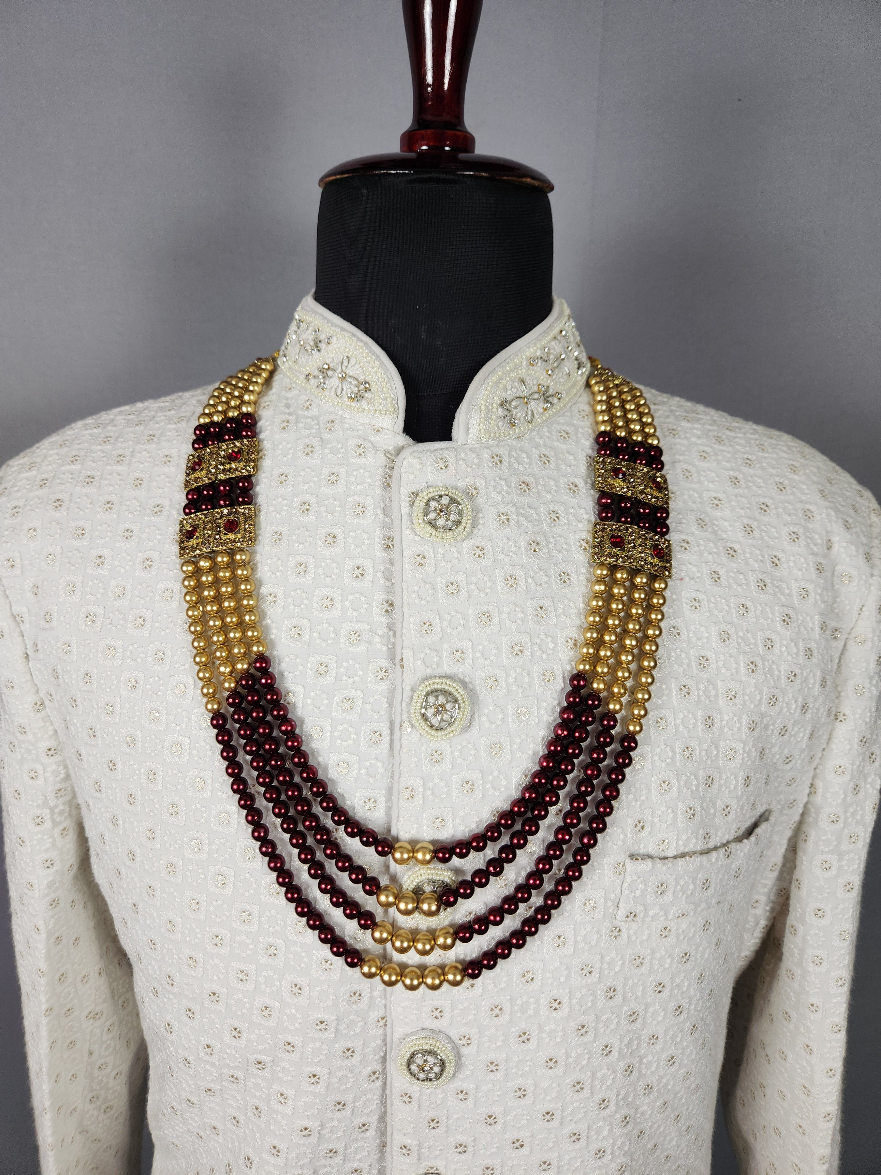 olden Red Necklace For Groom