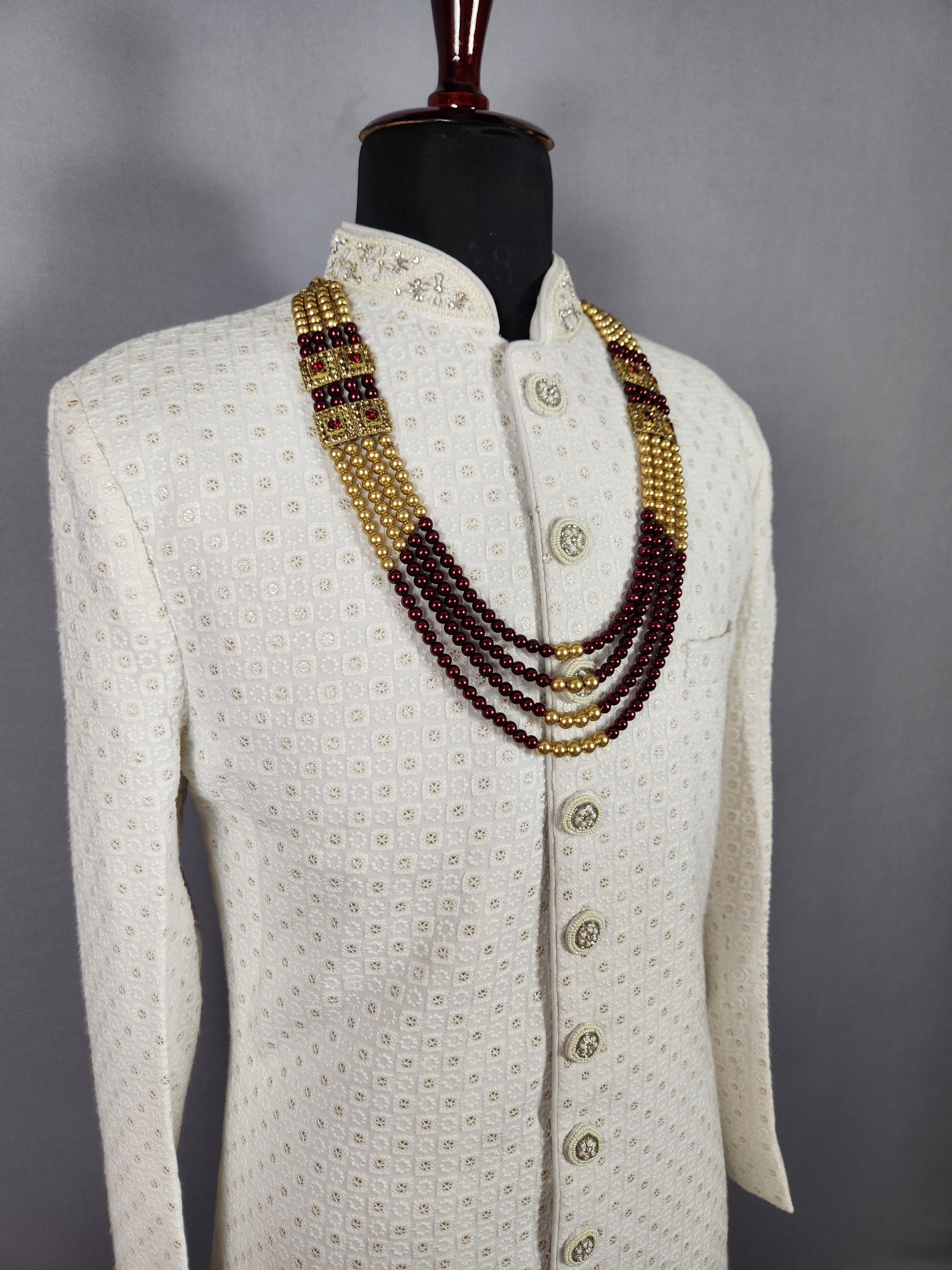 Golden Red Necklace For Groom