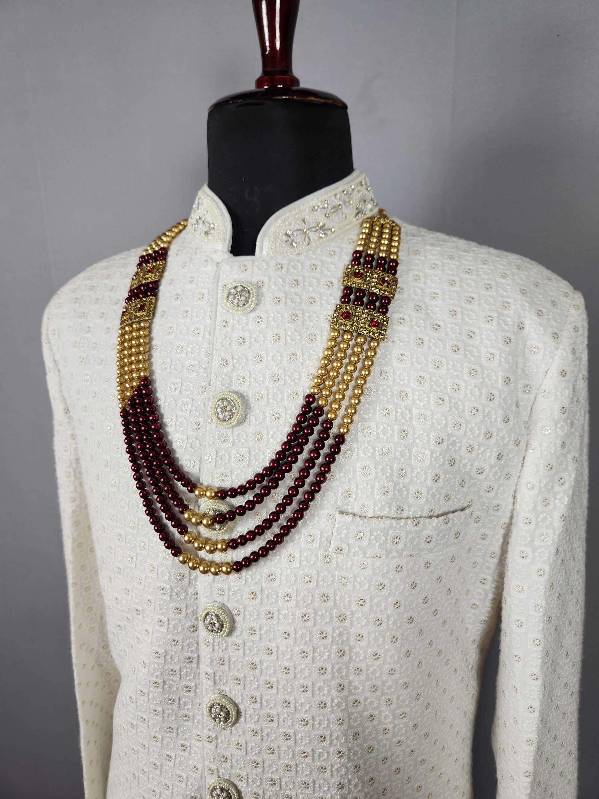 Golden Red Necklace For Groom