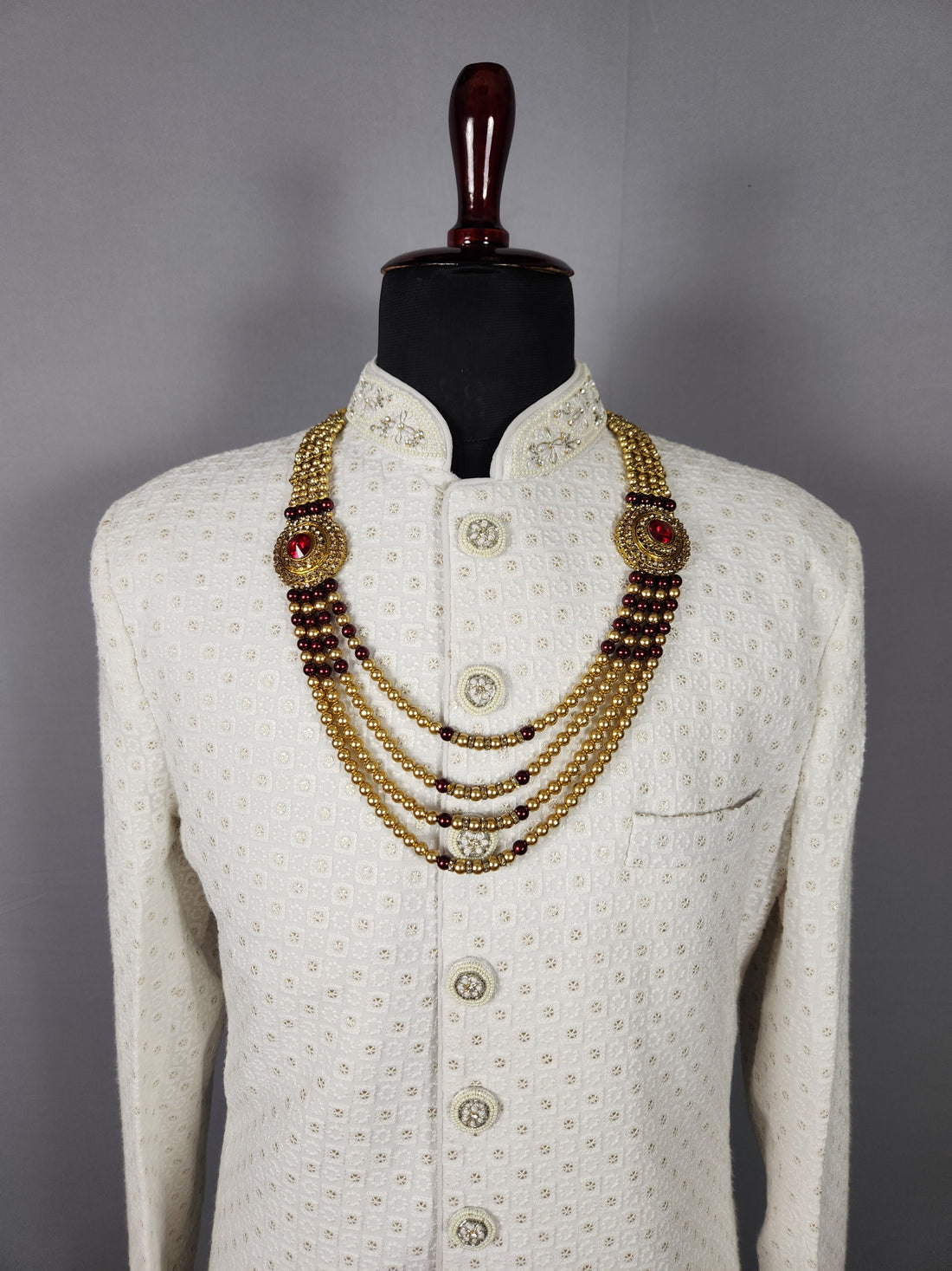 Golden Red Necklace for Groom