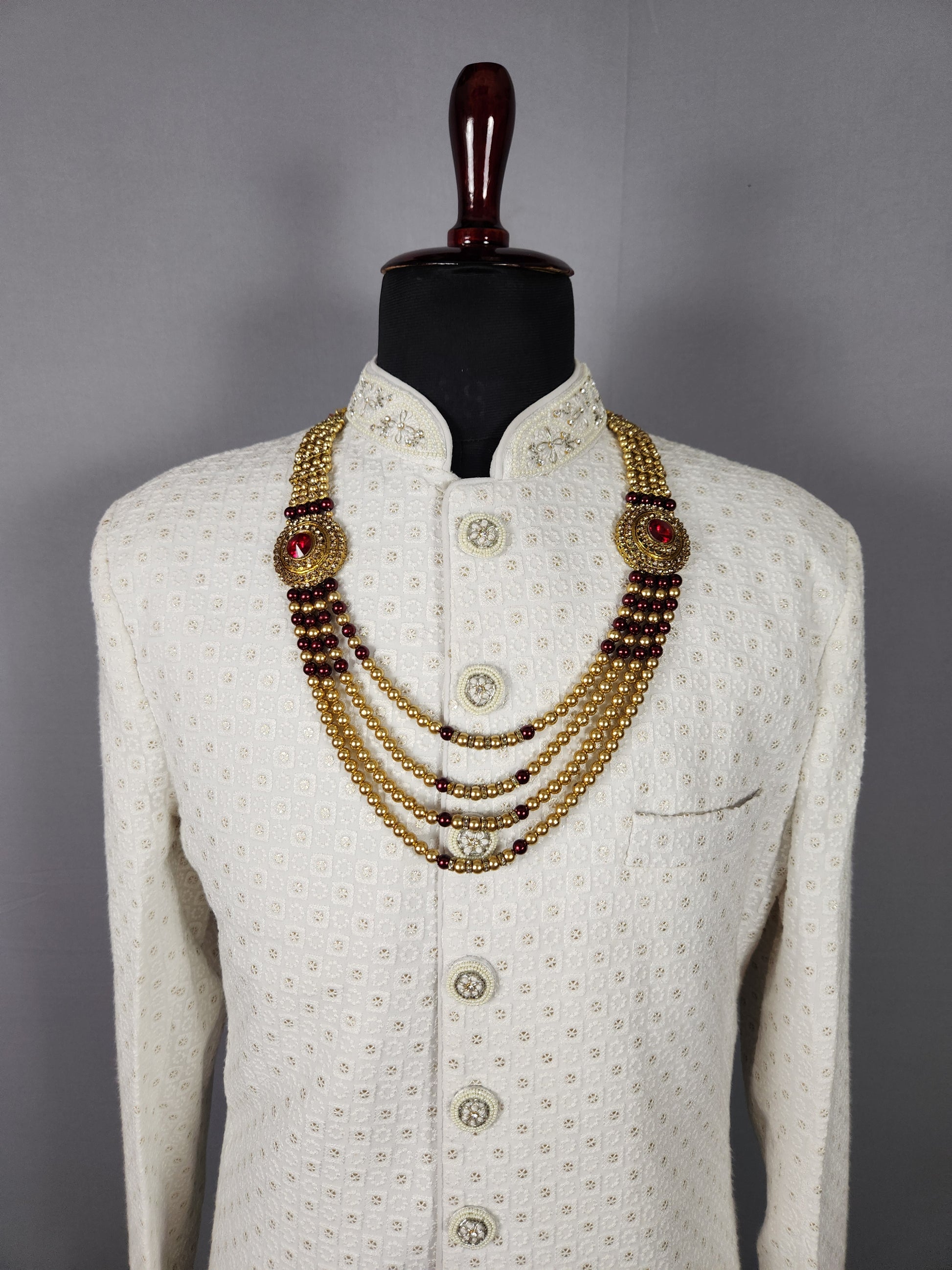 Golden Red Necklace for Groom