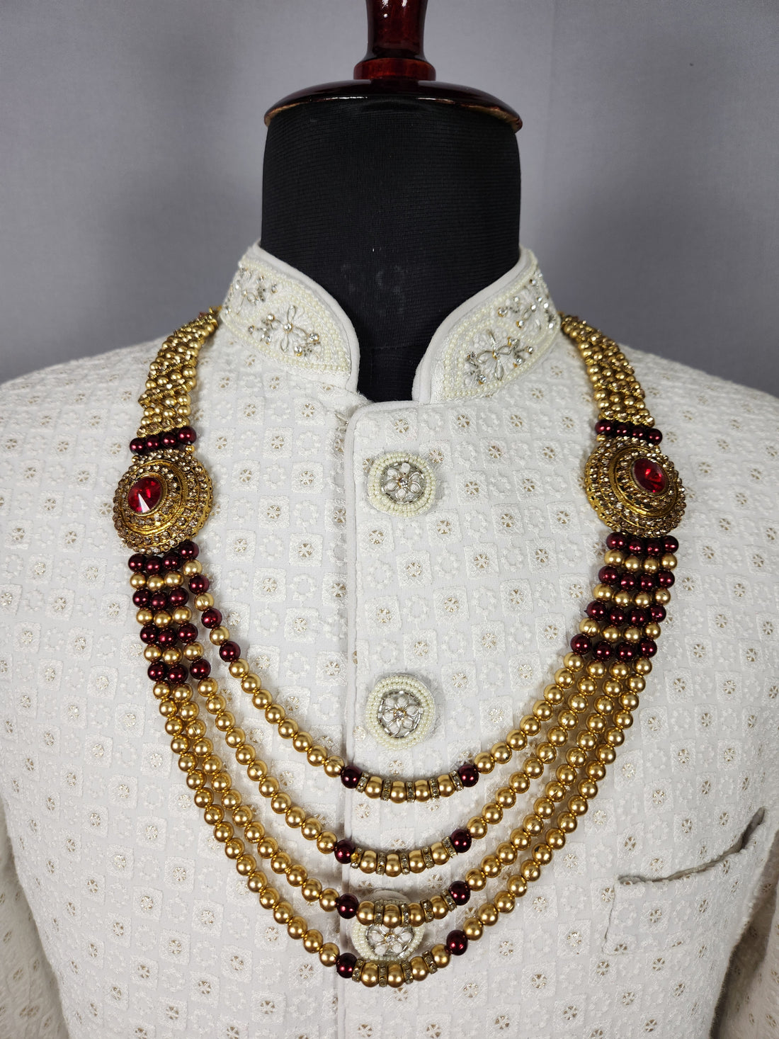 Golden Red Necklace for Groom