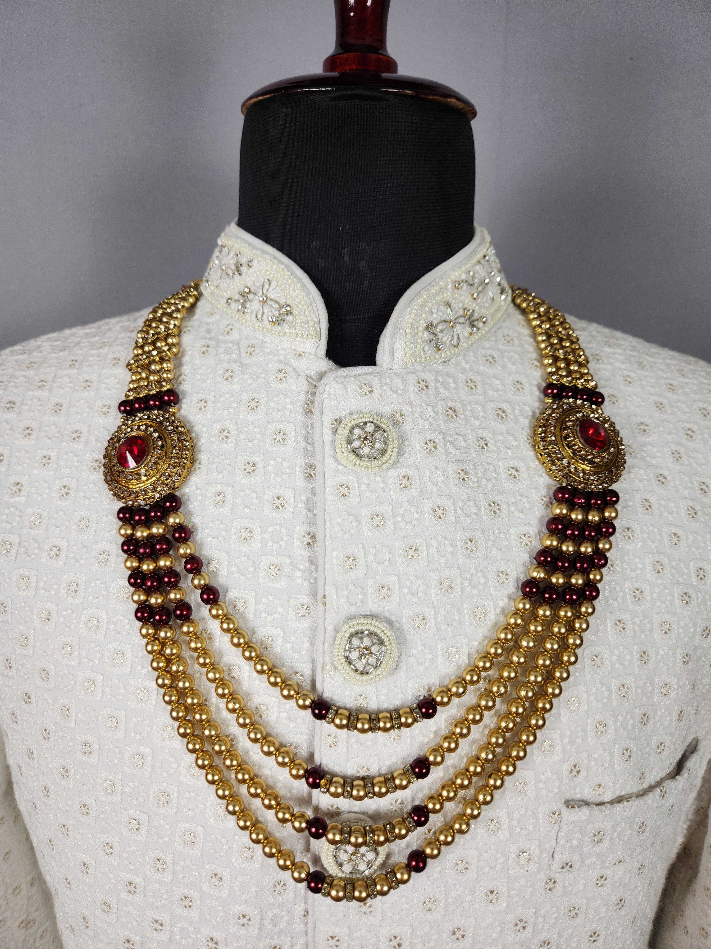 Golden Red Necklace for Groom