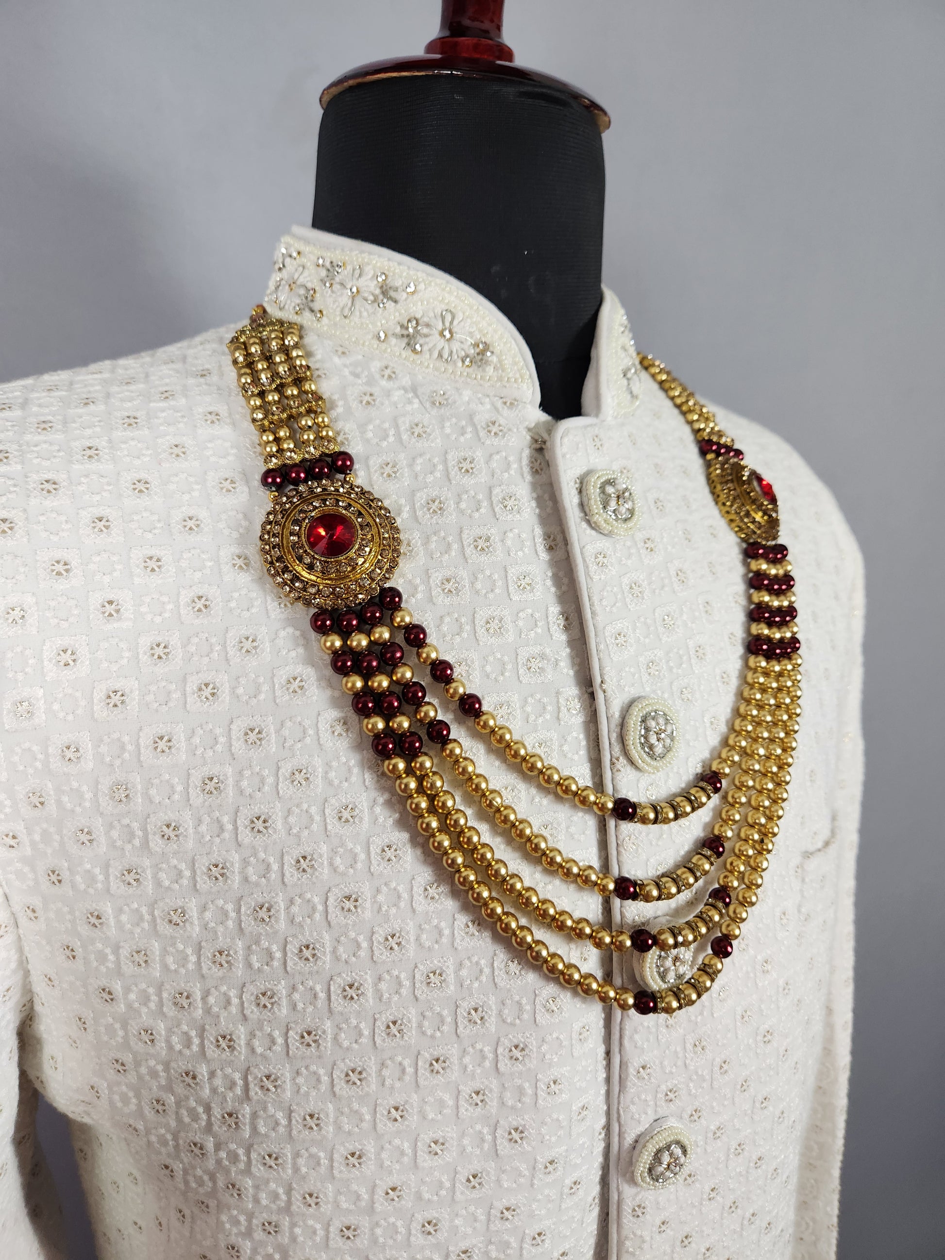 Golden Red Necklace for Groom