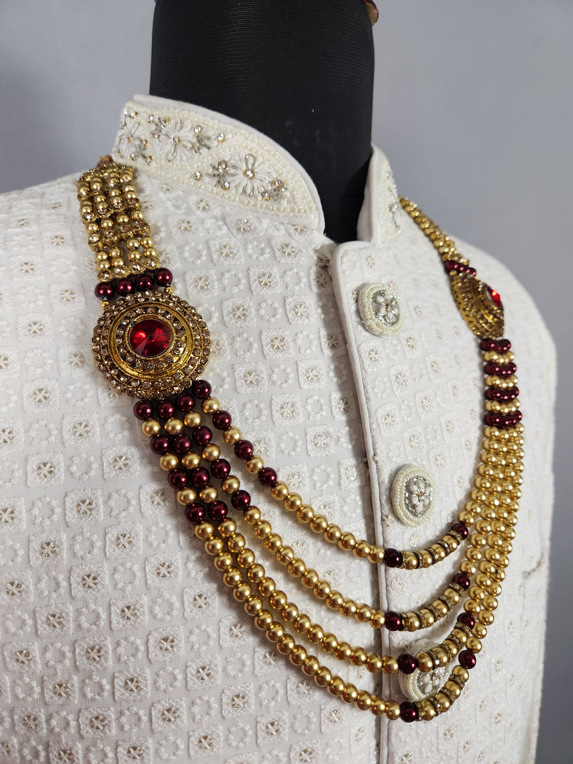 Golden Red Necklace for Groom