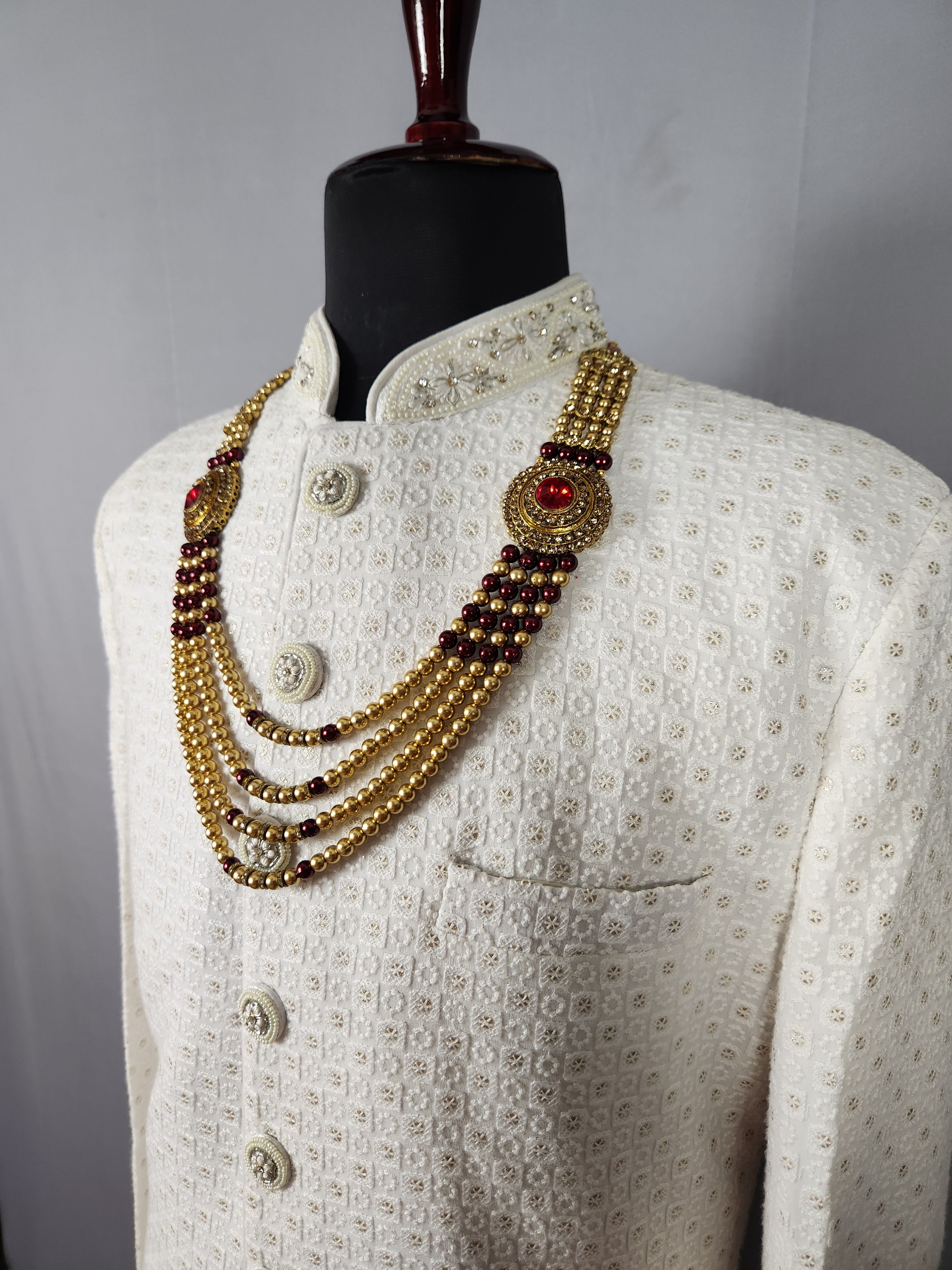 Golden Red Necklace for Groom