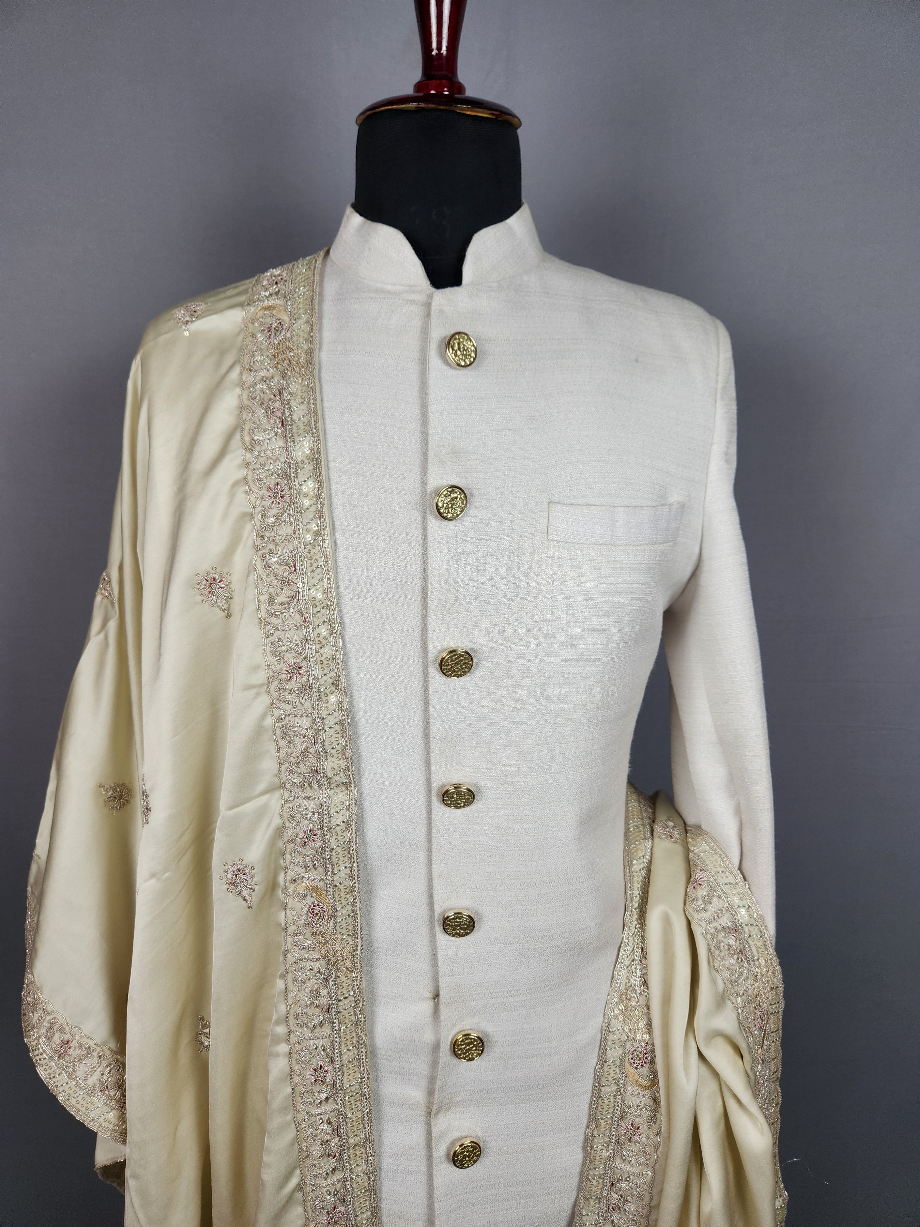 Golden Groom  Shawl - Peacock Design Embroidery  | Shawl For Men