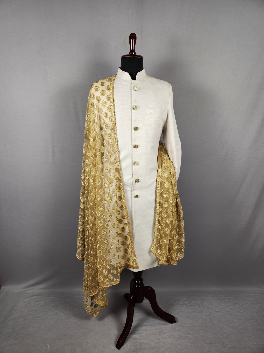 Golden Groom Shawl on  Net Fabric