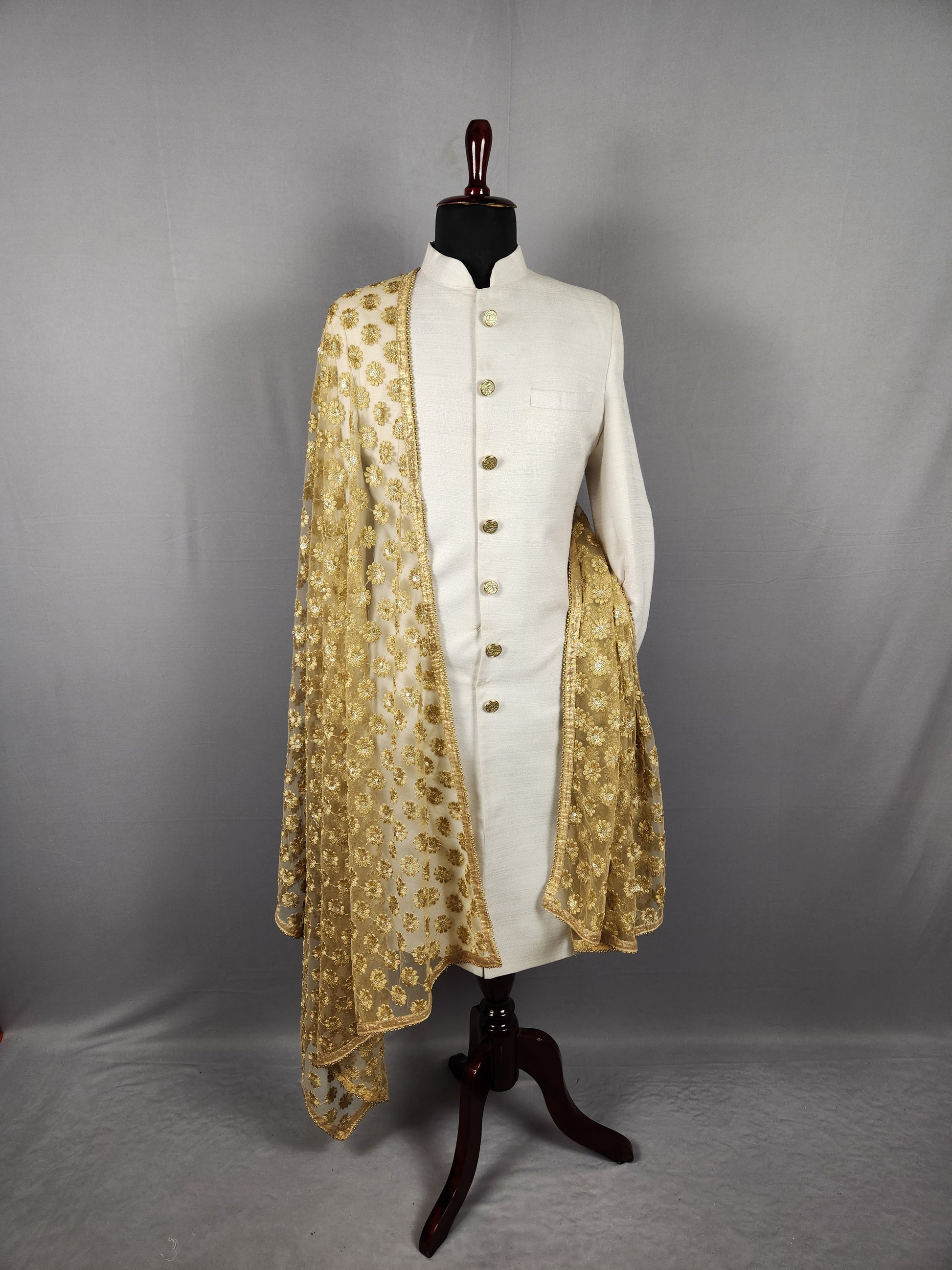 Golden Groom Shawl on  Net Fabric