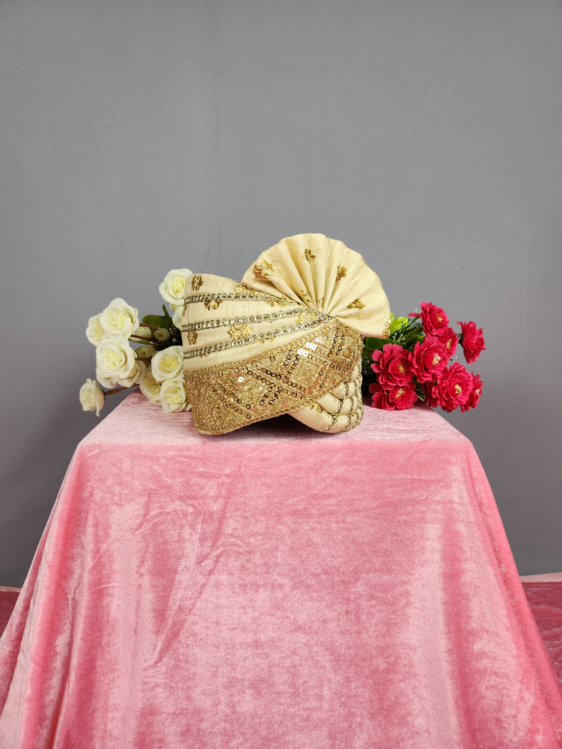 Golden Groom Turban With Sequin Work | Indian Wedding Safa