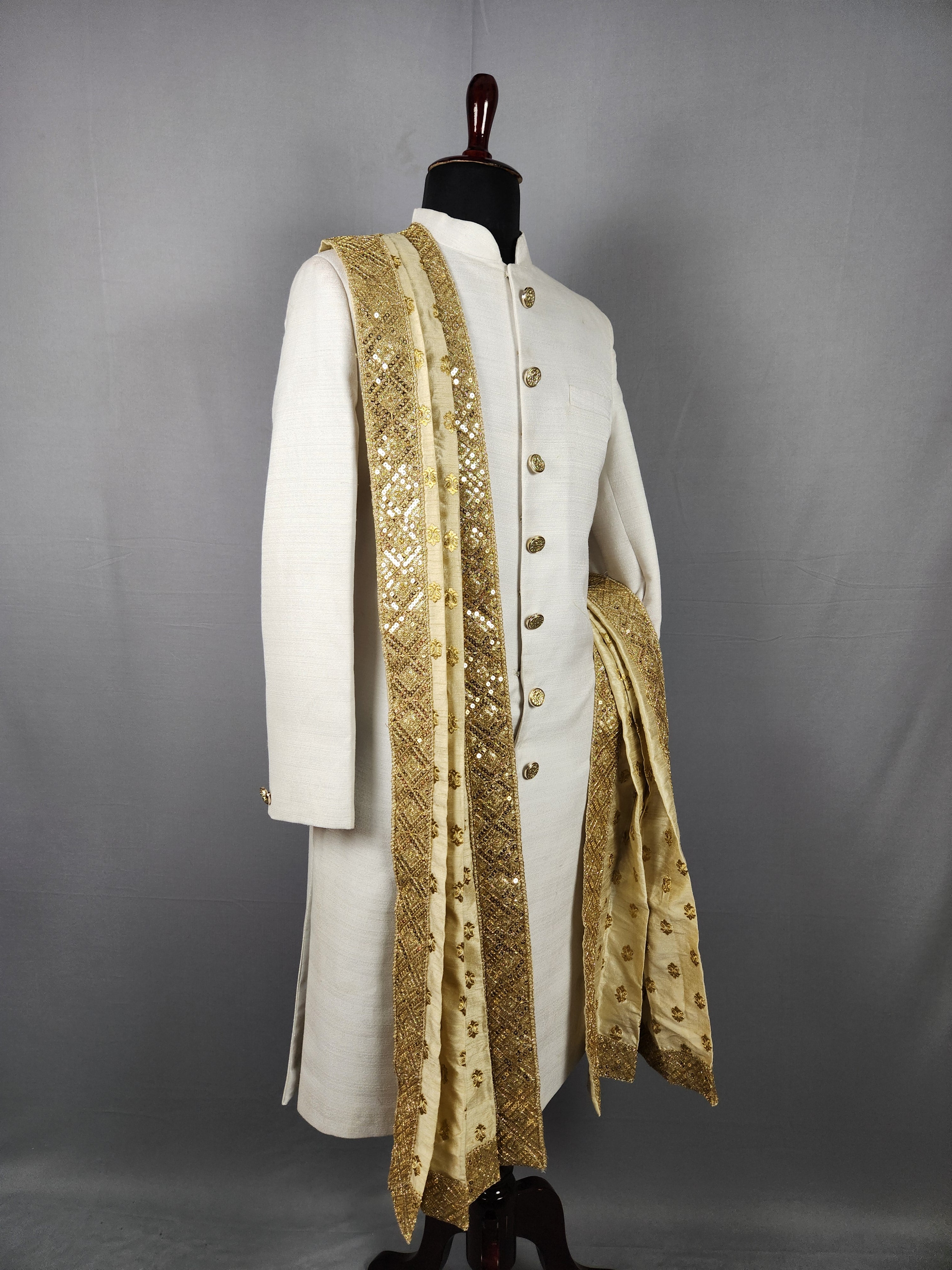 Golden Groom  Shawl - Golden Sequin Wedding Shawl