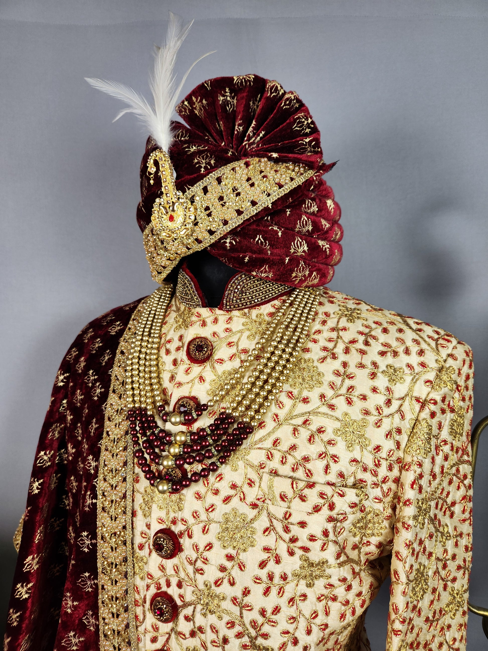 Golden Sherwani for Groom  -   Indian Wedding Outfit for Men