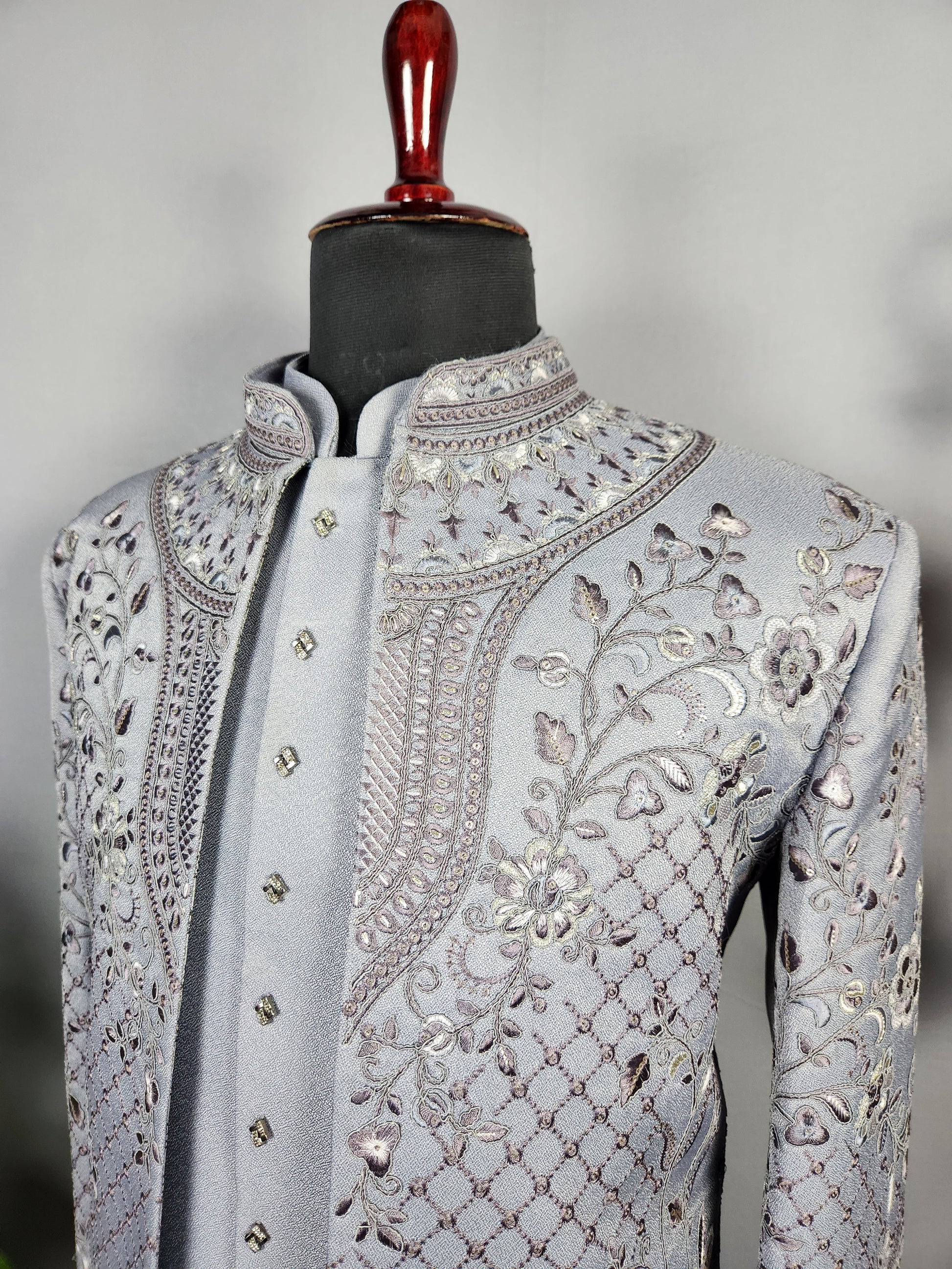 Gray Jodhpuri Suit for Men  -   Indian Wedding Outfit for Men