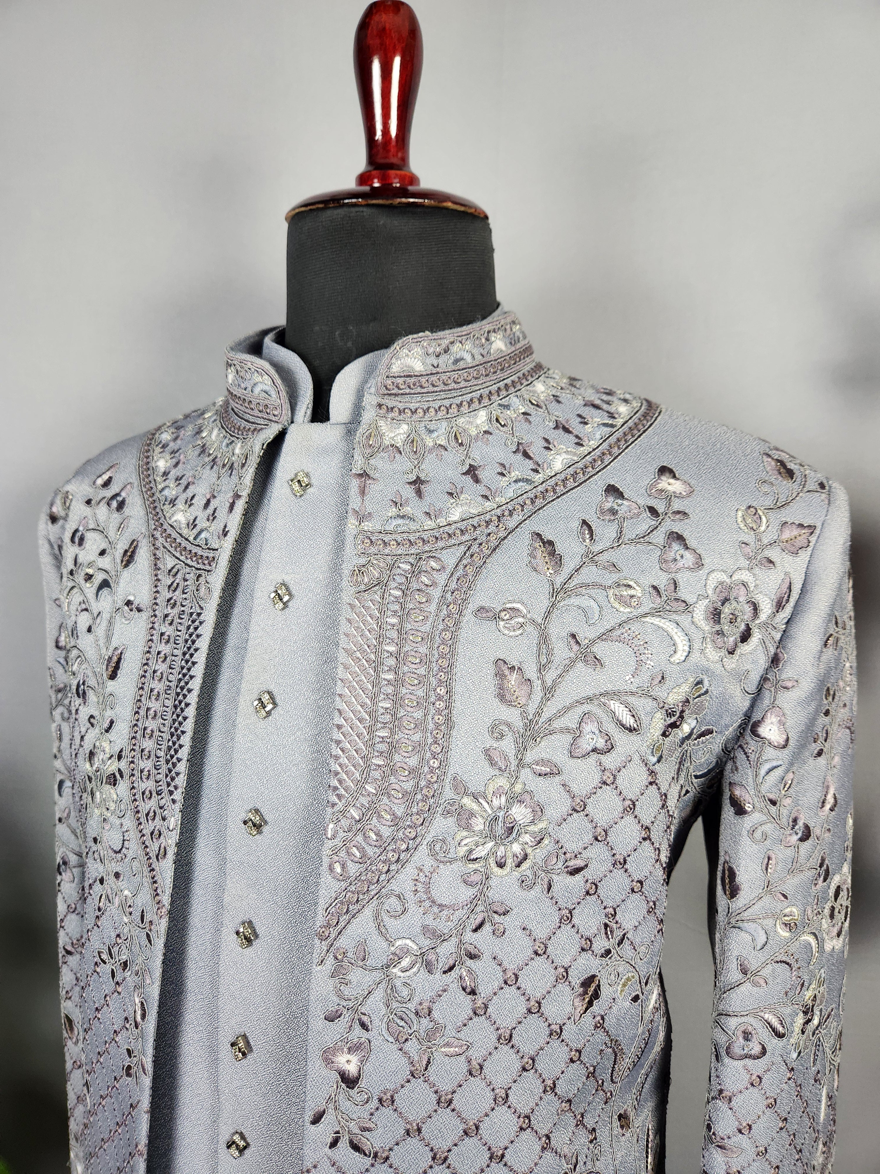 Gray Jodhpuri Suit for Men  -   Indian Wedding Outfit for Men