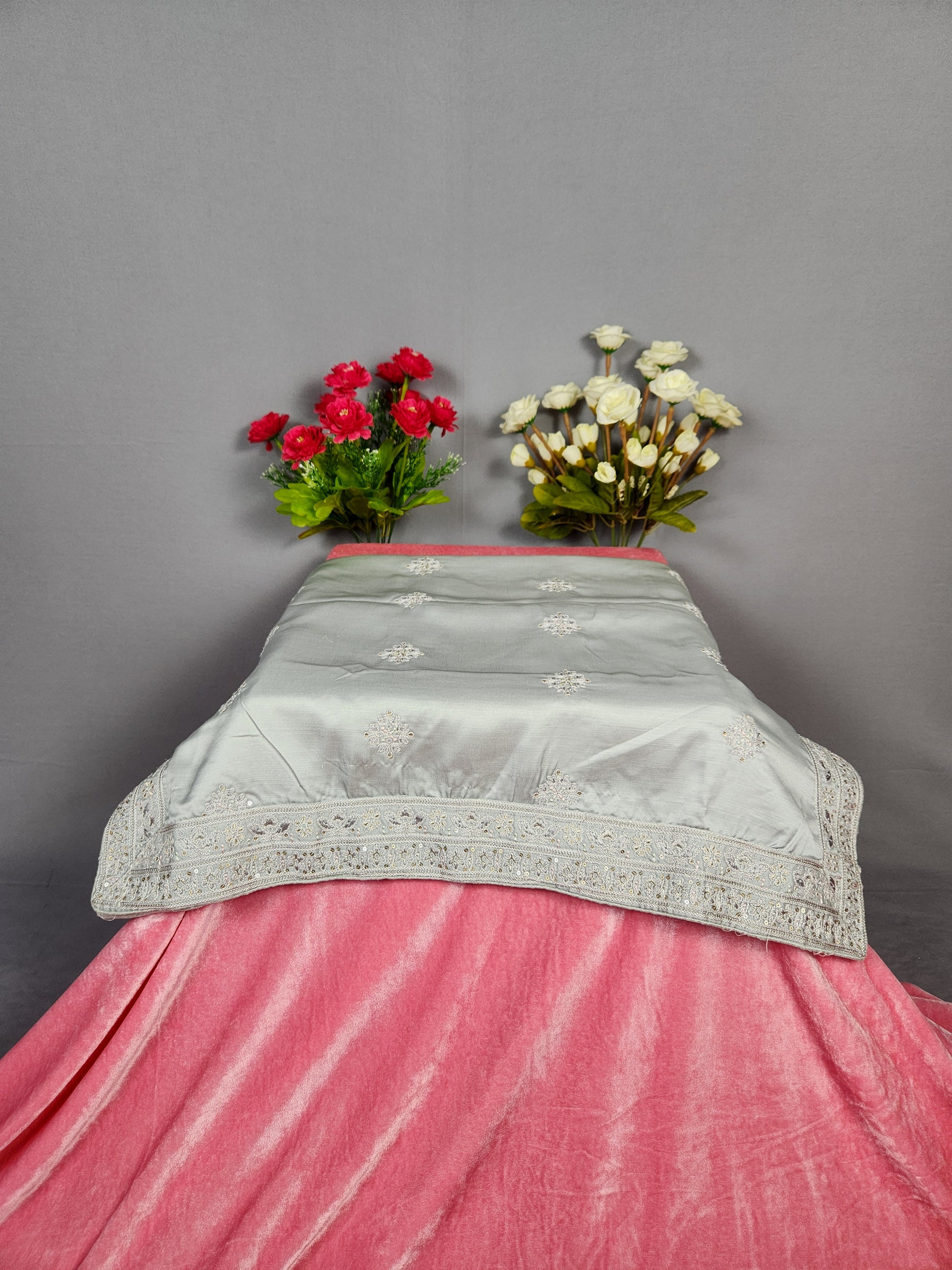 Gray Groom Turban Shawl Set