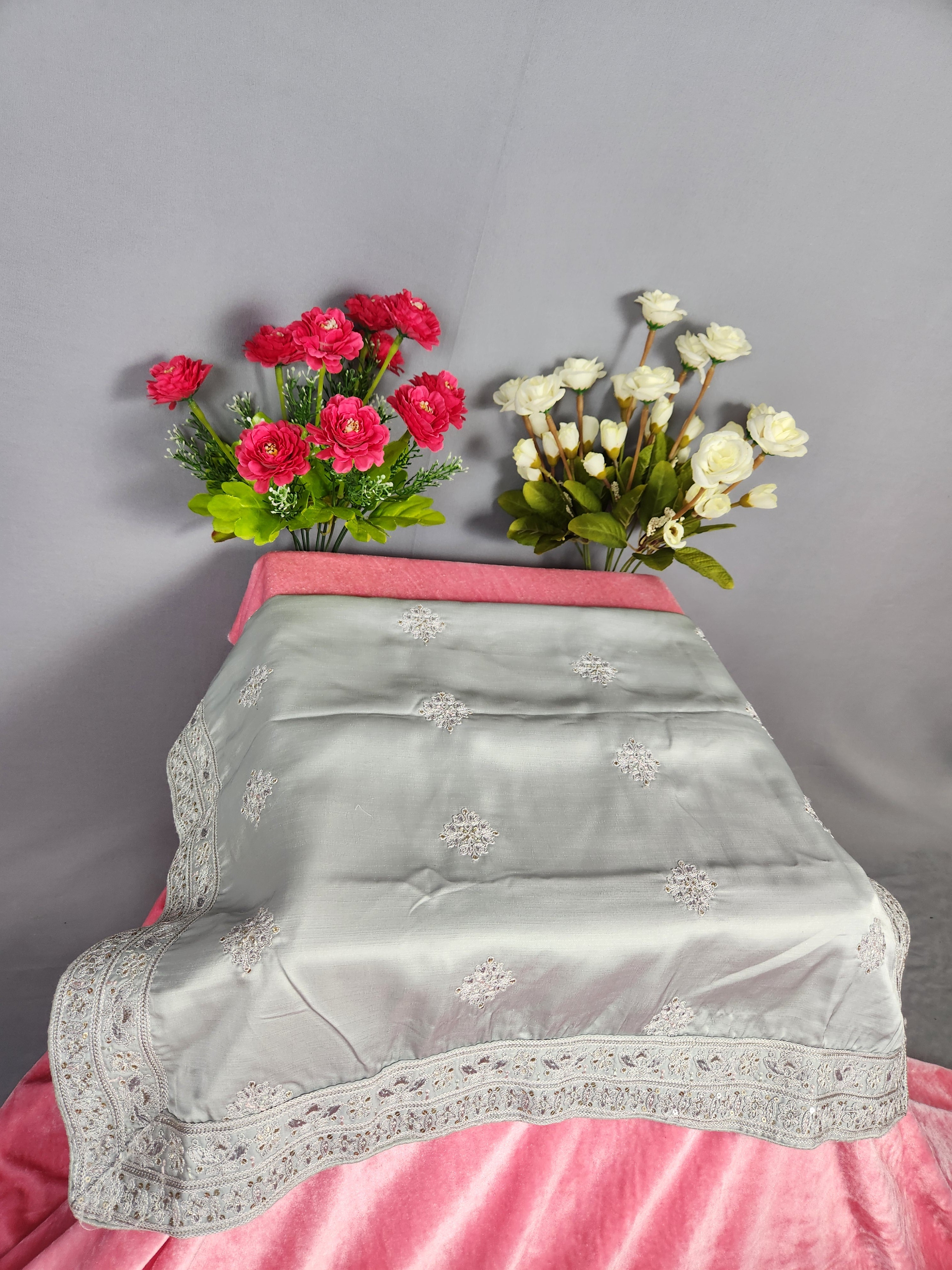 Gray Groom Turban Shawl Set