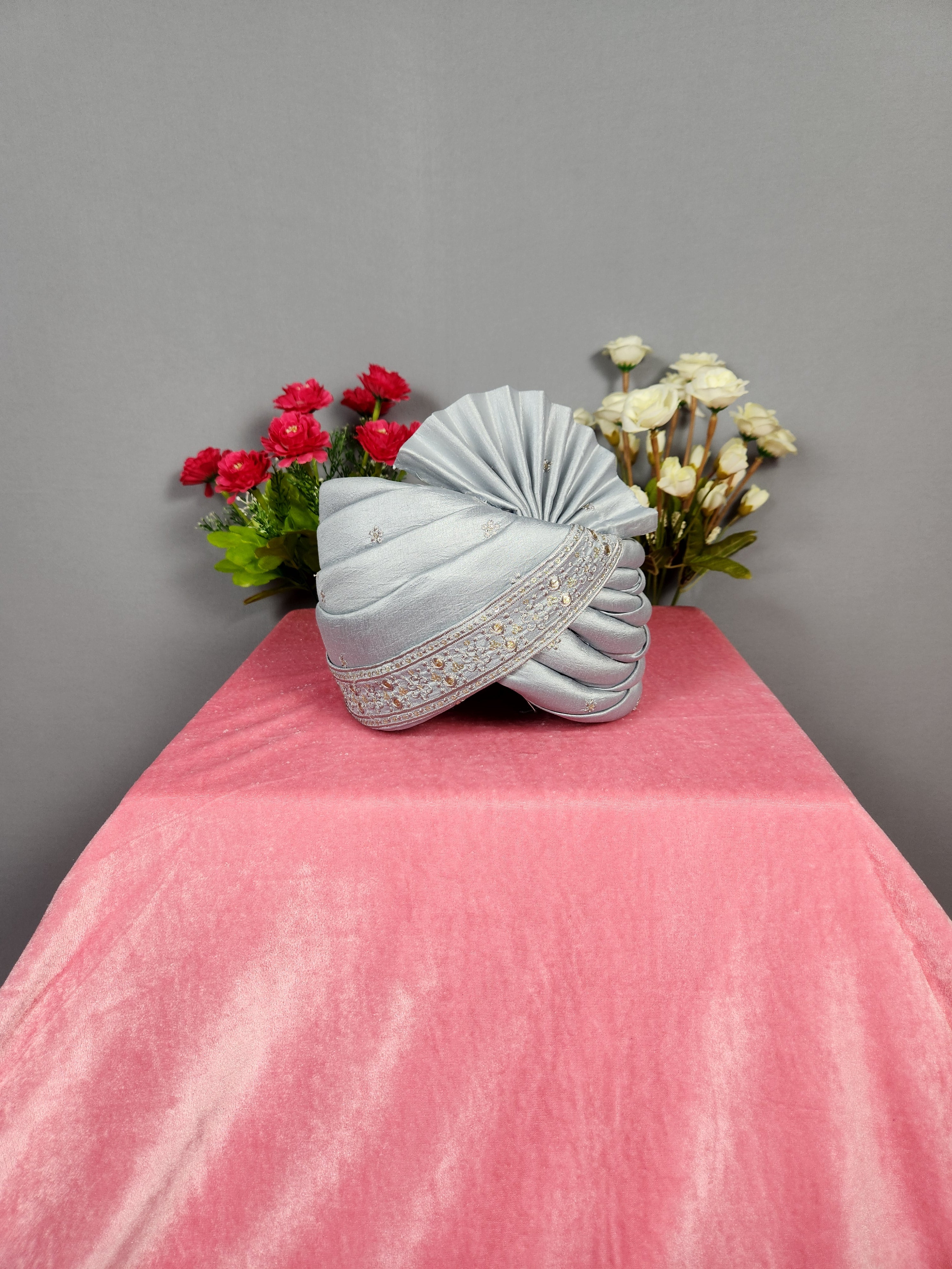 Gray Groom Turban Shawl | Dupatta Safa Set For Men