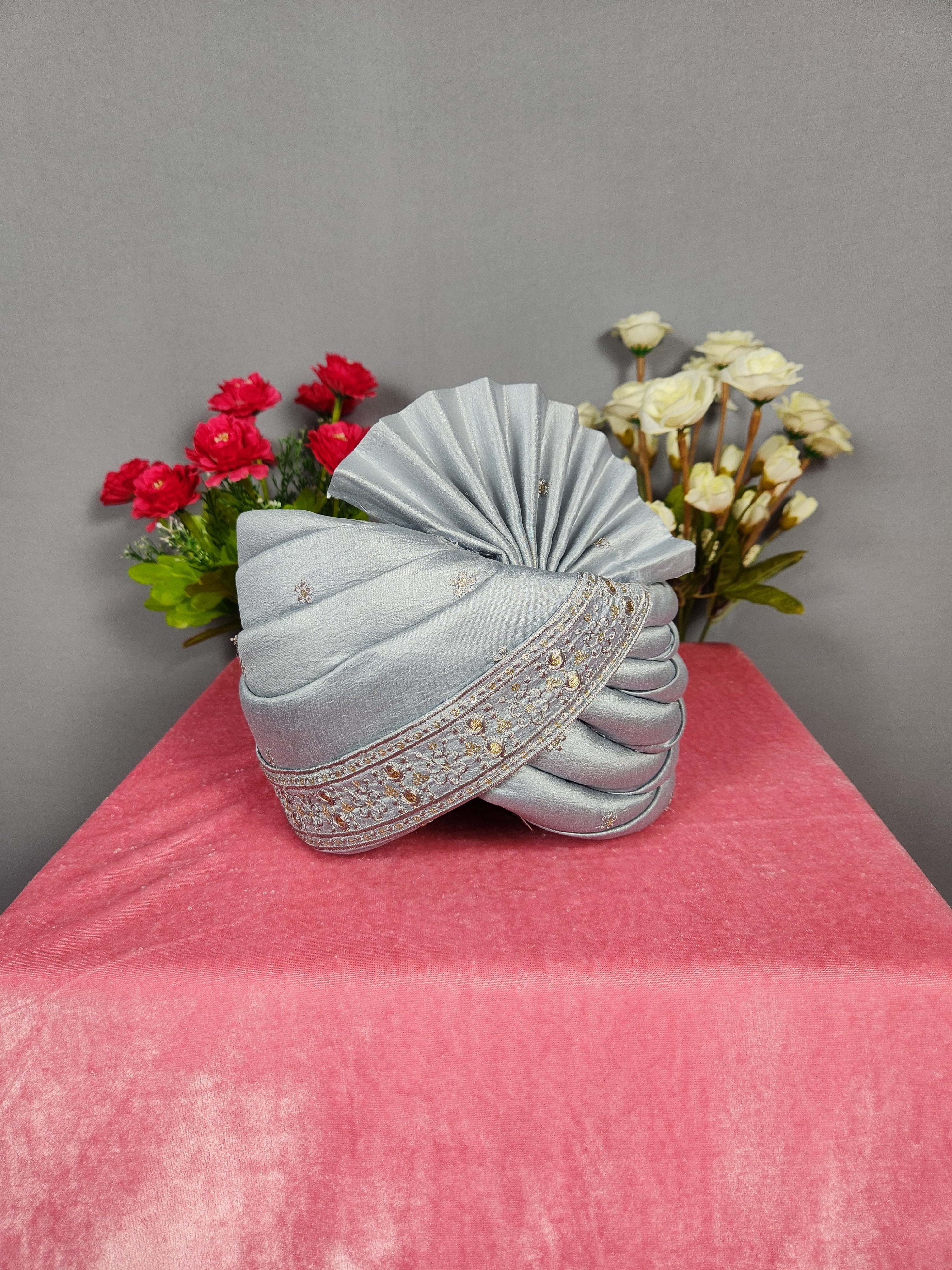 Gray Groom Turban Shawl | Dupatta Safa Set For Men