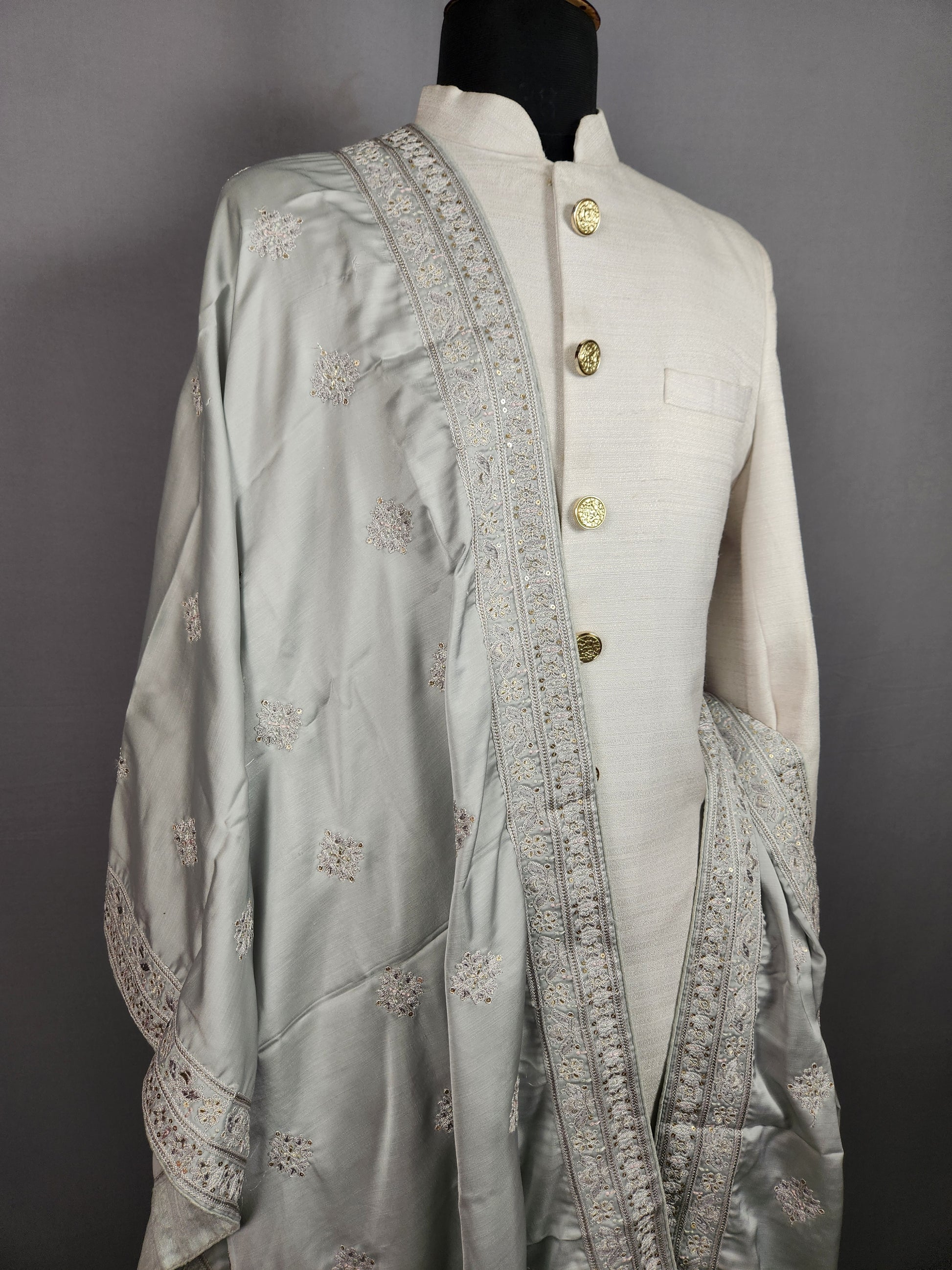 Grey Wedding Shawl for Groom