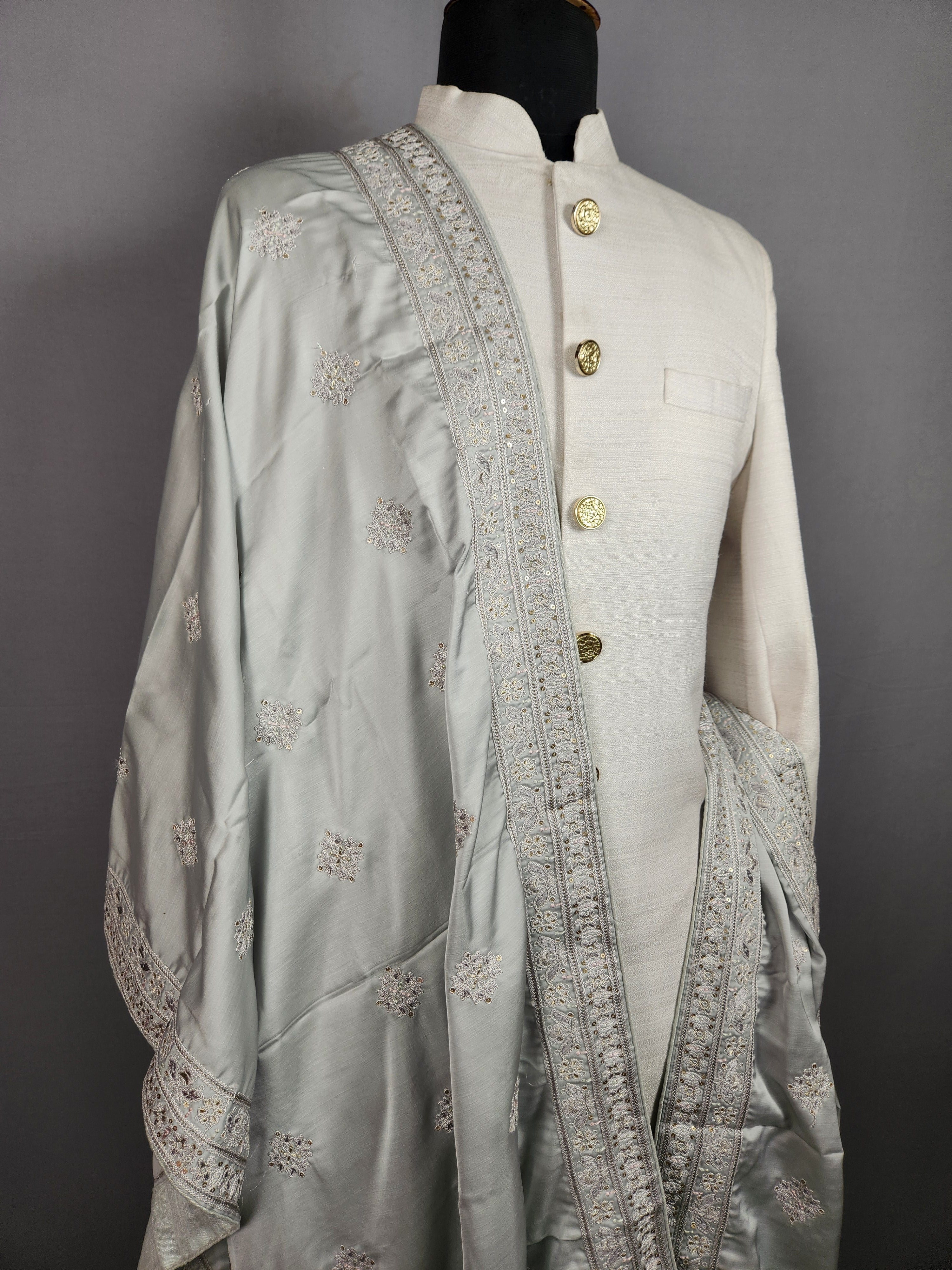 Grey Wedding Shawl for Groom