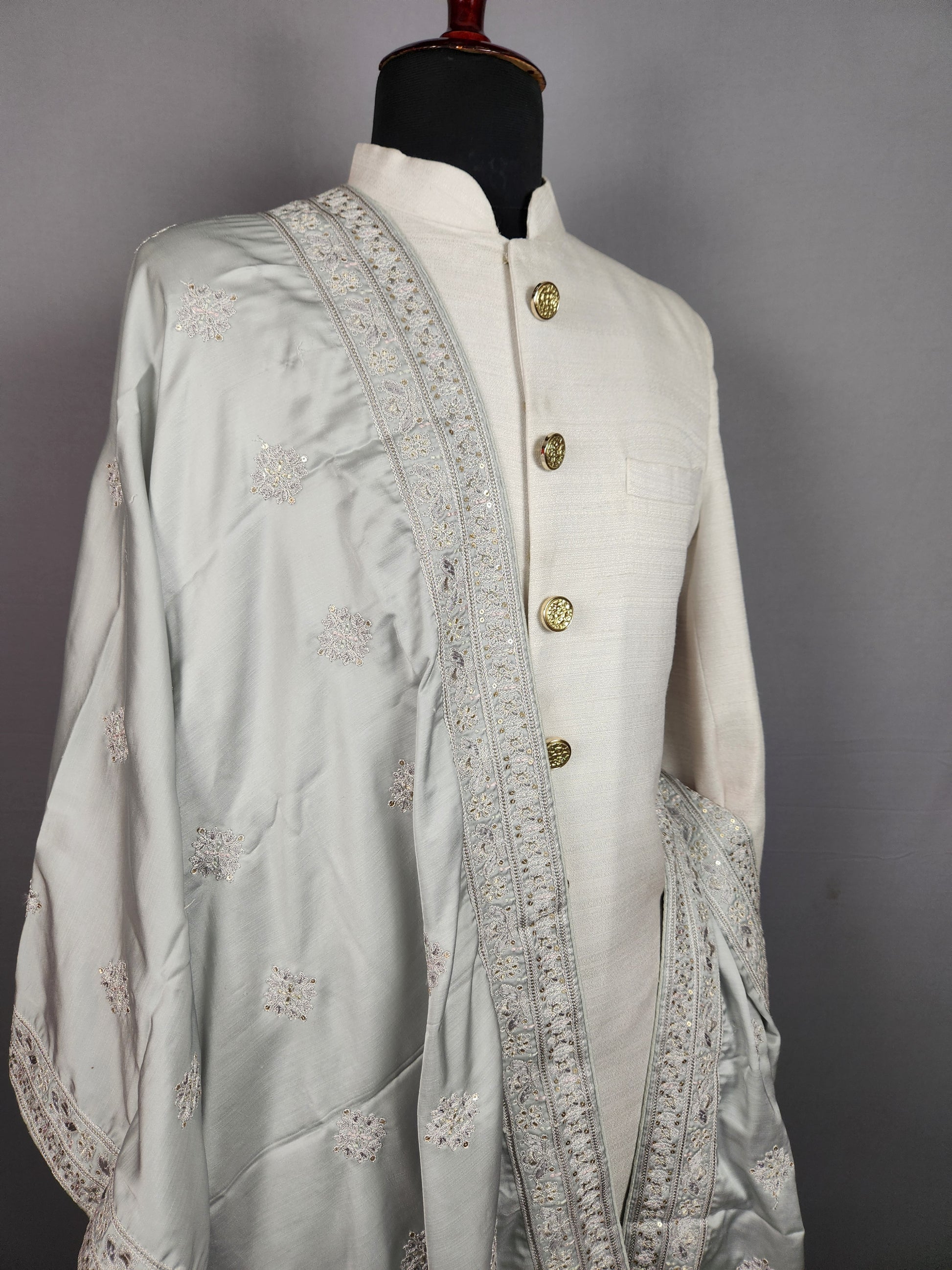 Grey Wedding Shawl for Groom