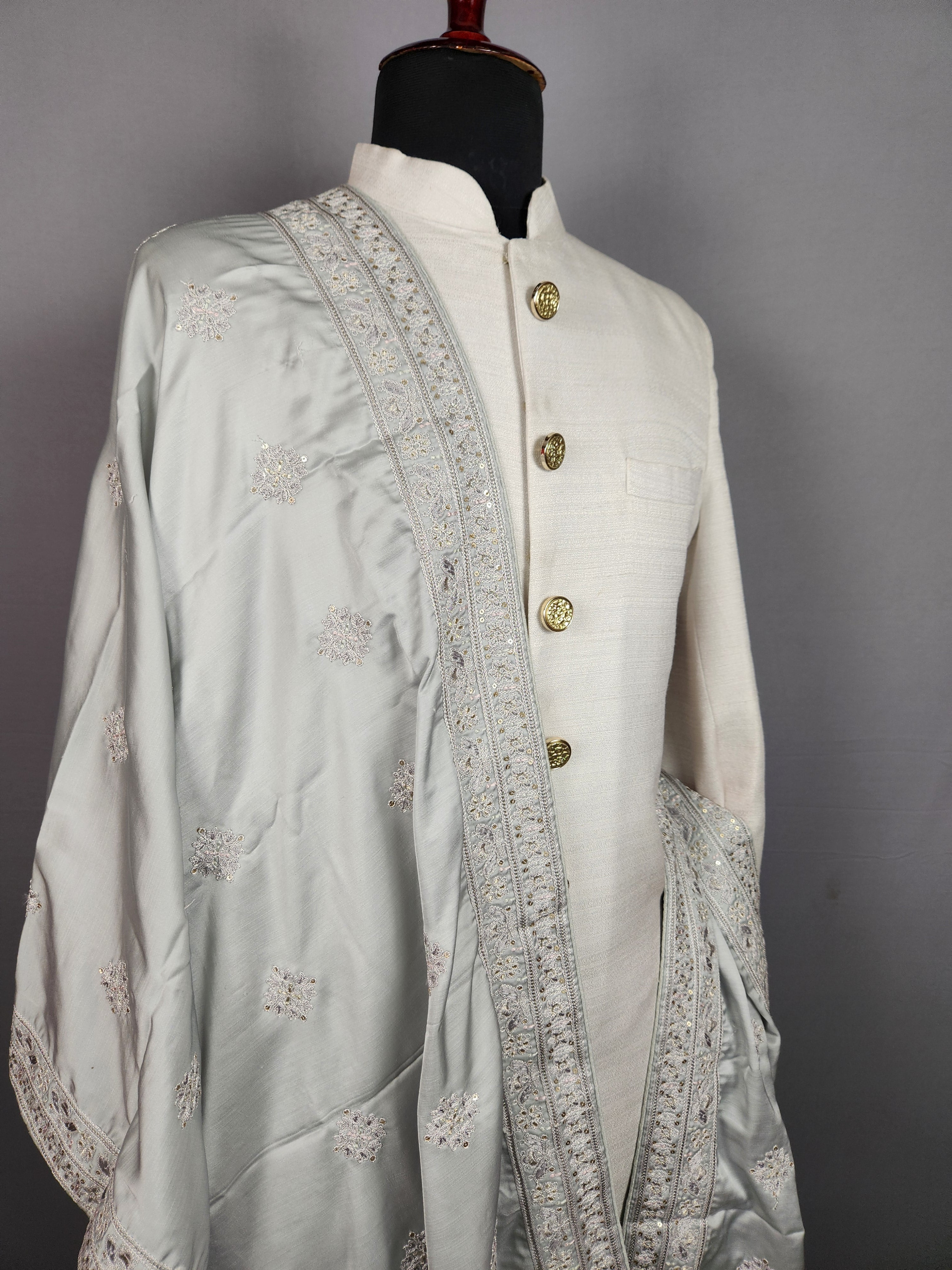 Grey Wedding Shawl for Groom