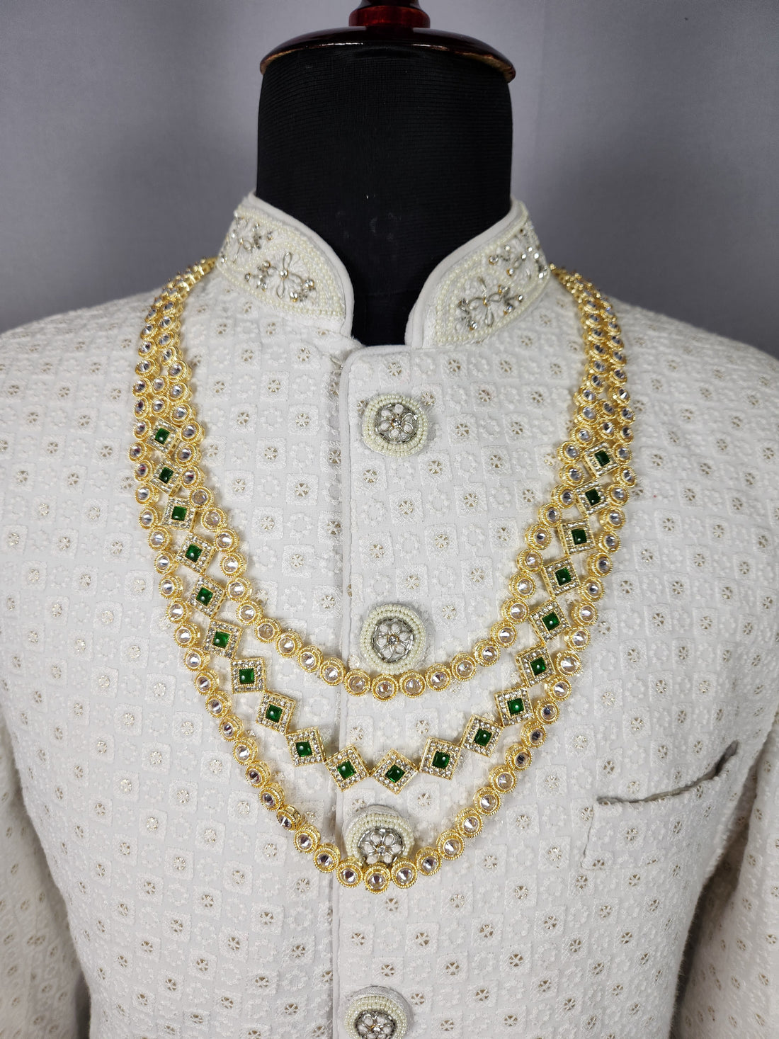 Diamond Emerald Necklace For Groom