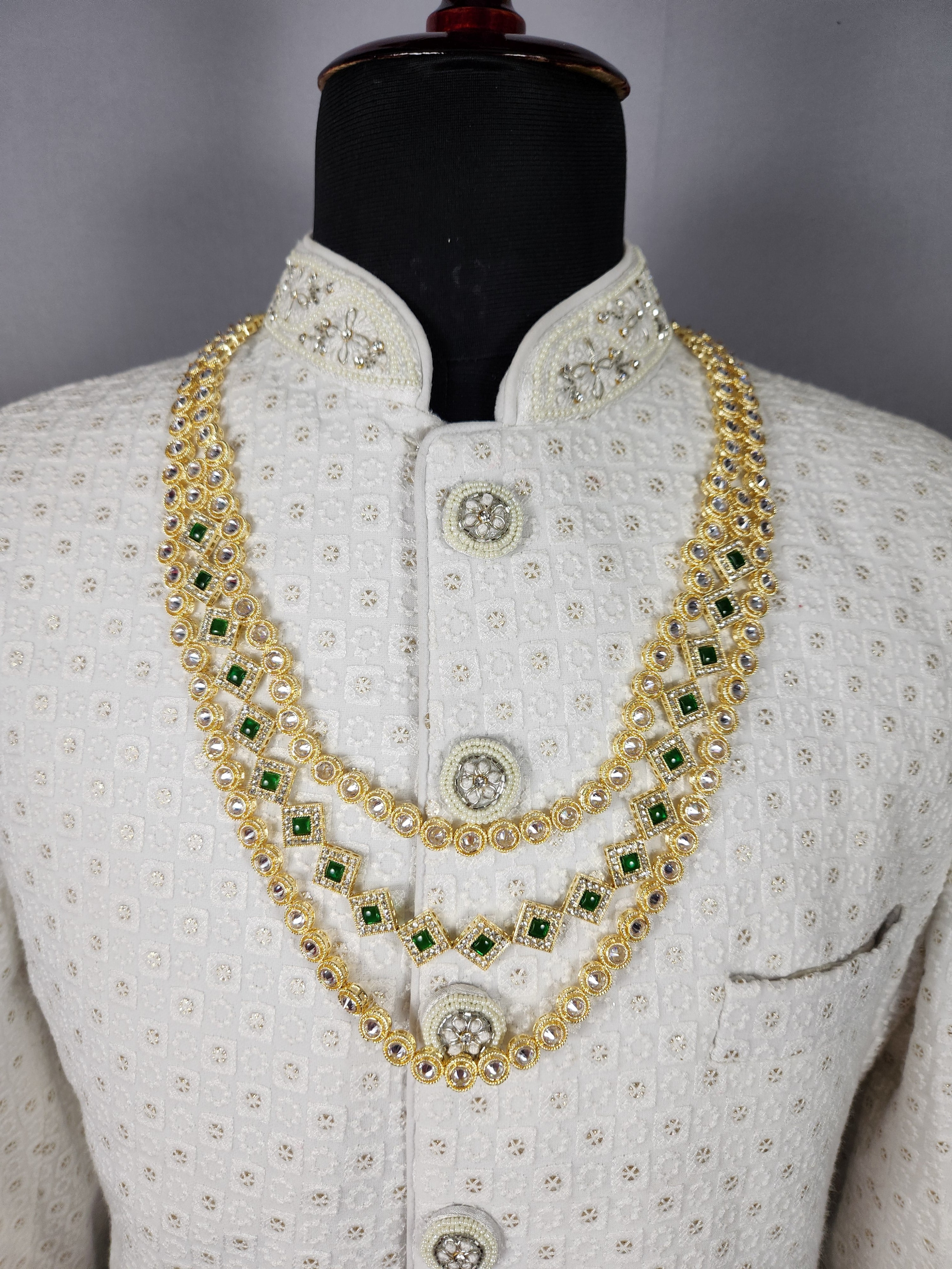 Diamond Emerald Necklace For Groom