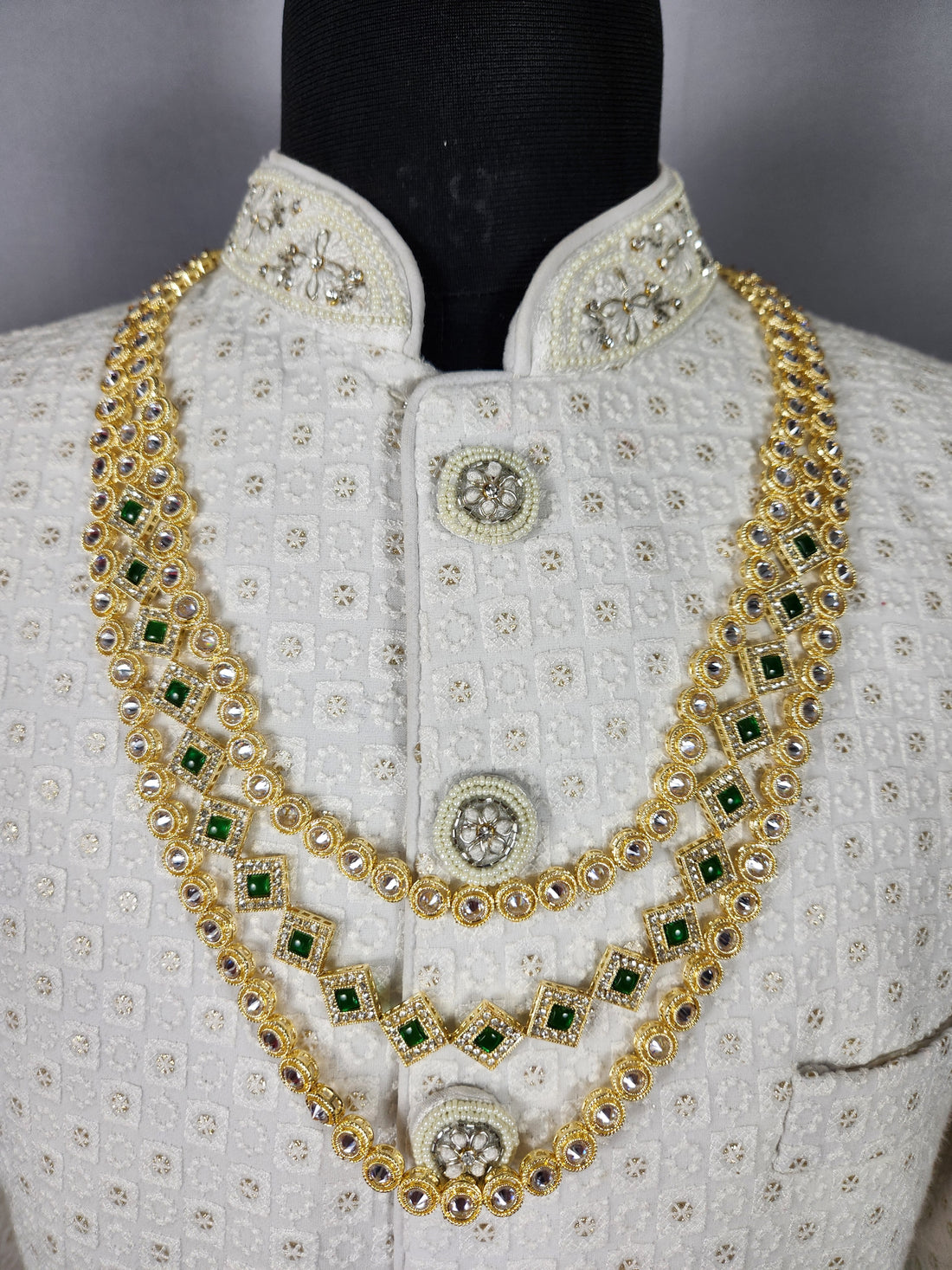 Diamond Emerald Necklace For Groom