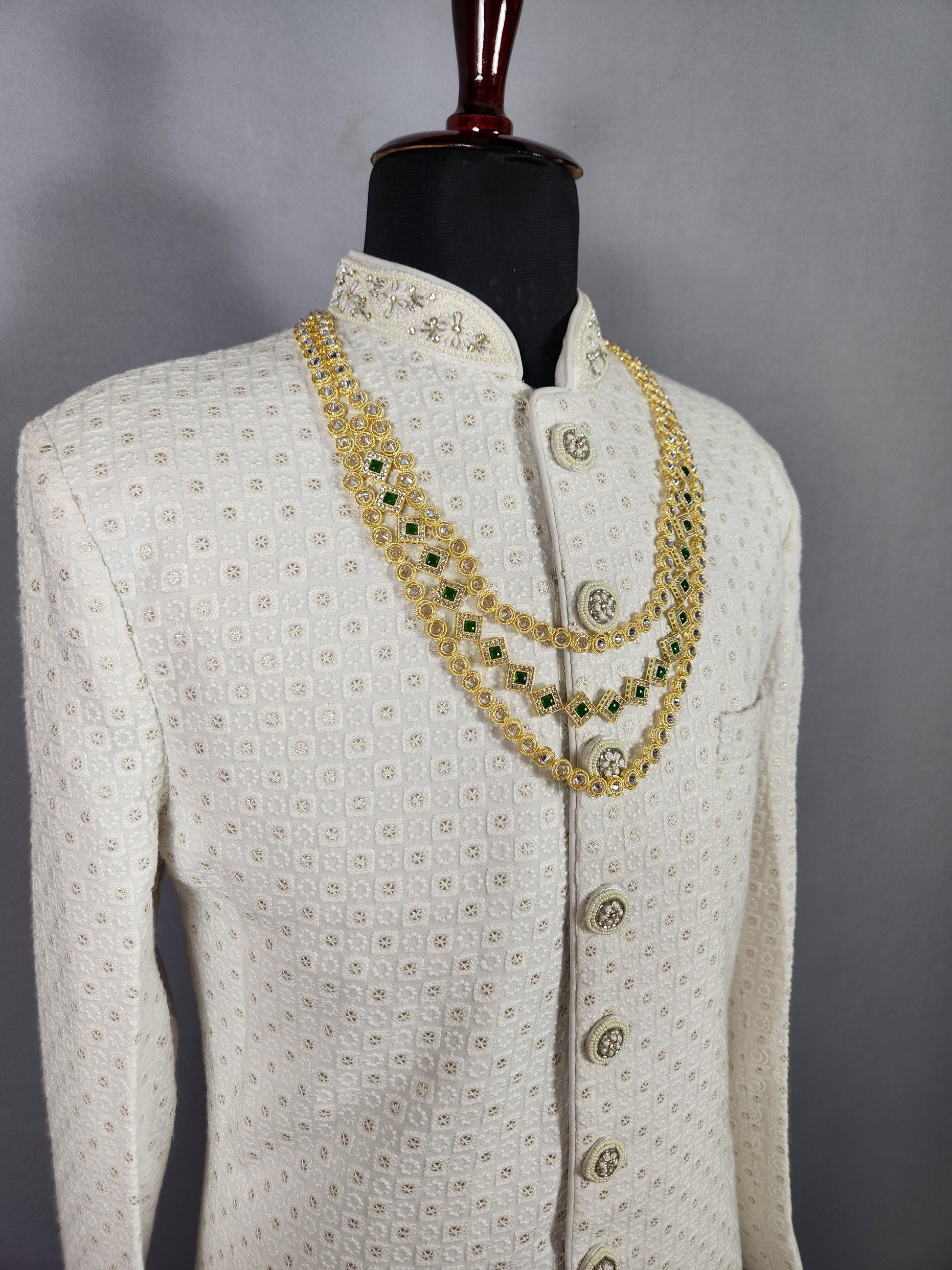 Diamond Emerald Necklace For Groom