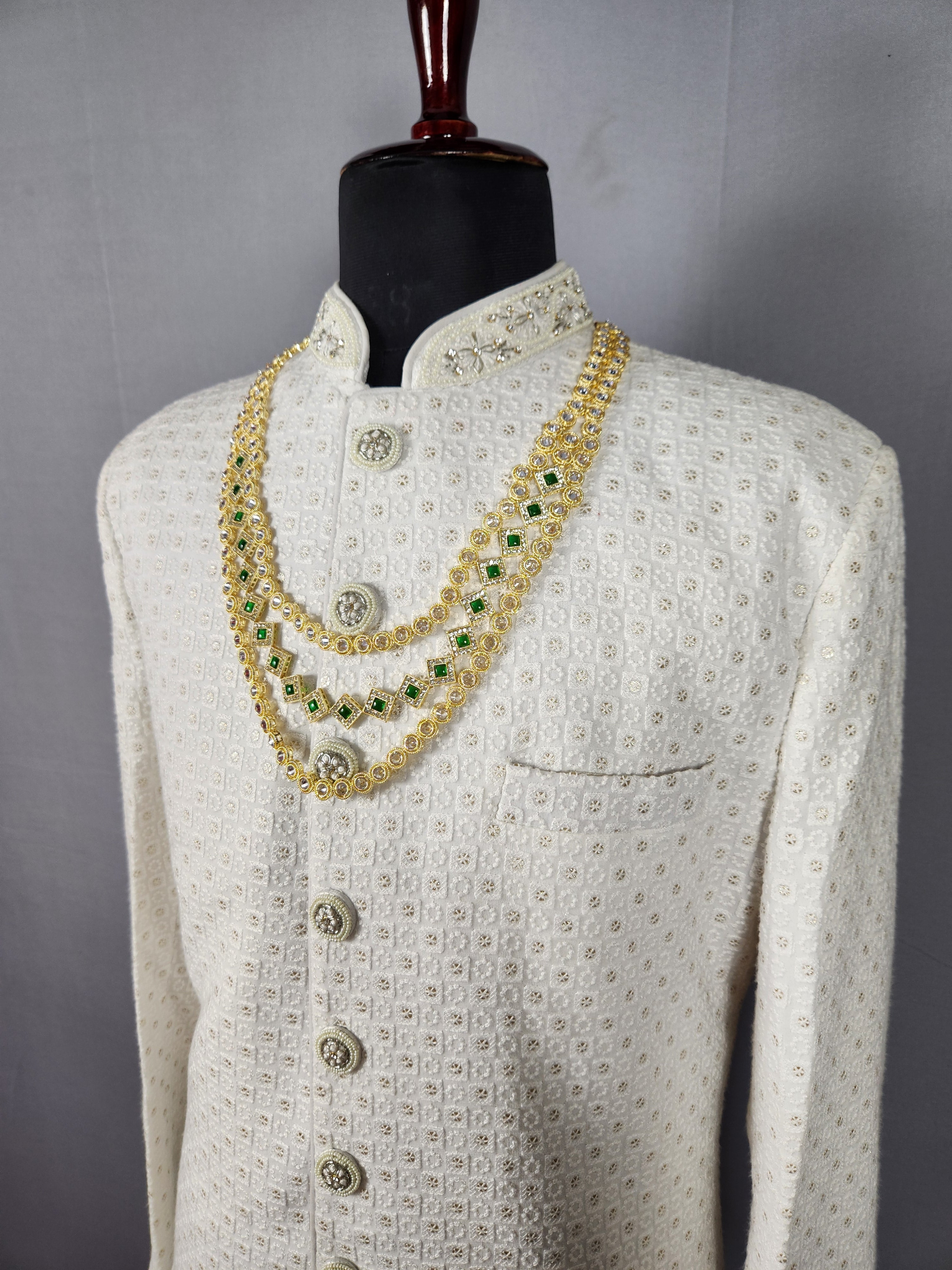 Diamond Emerald Necklace For Groom