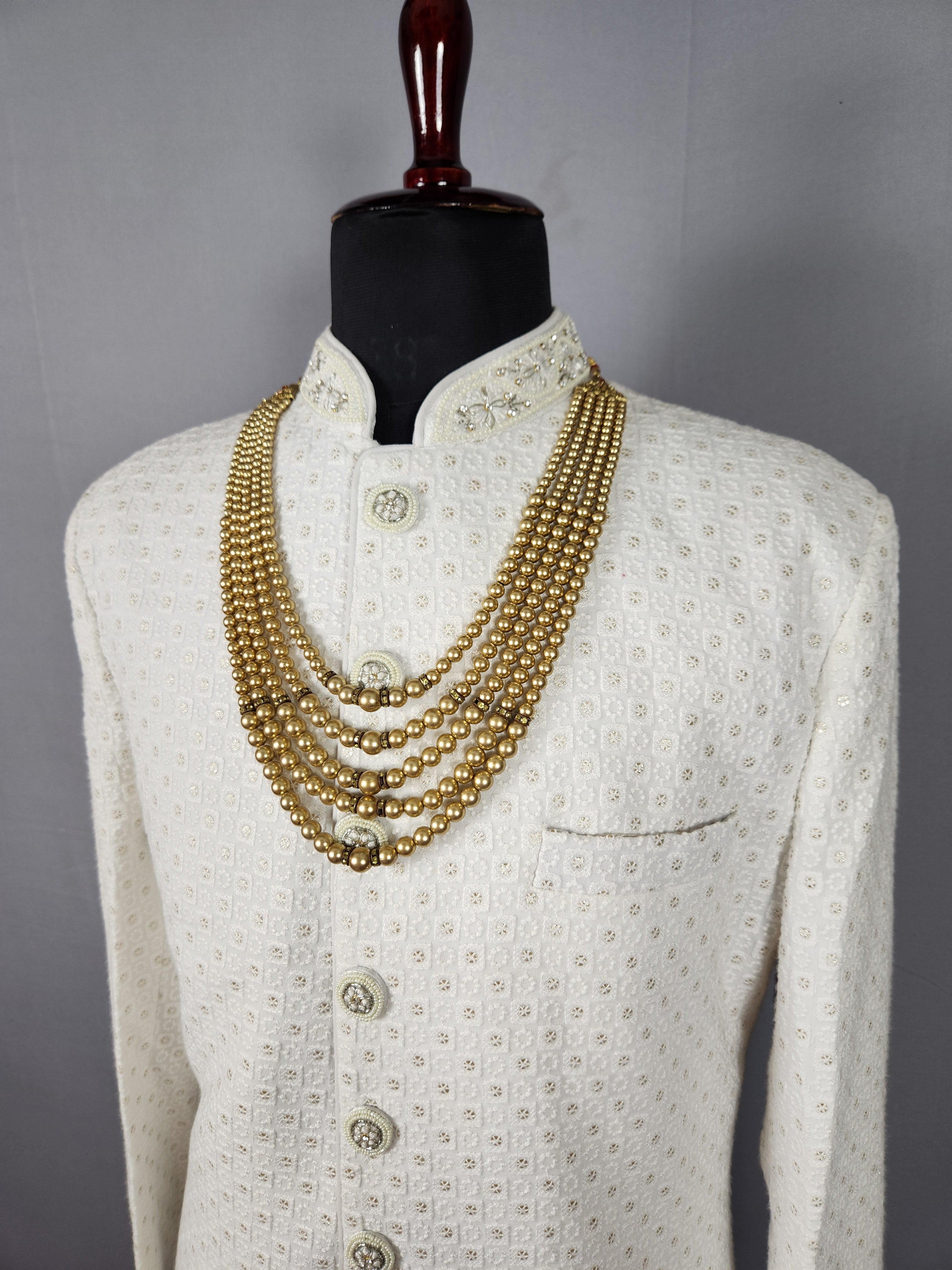Golden Necklace Groom | Wedding Mala For Sherwani