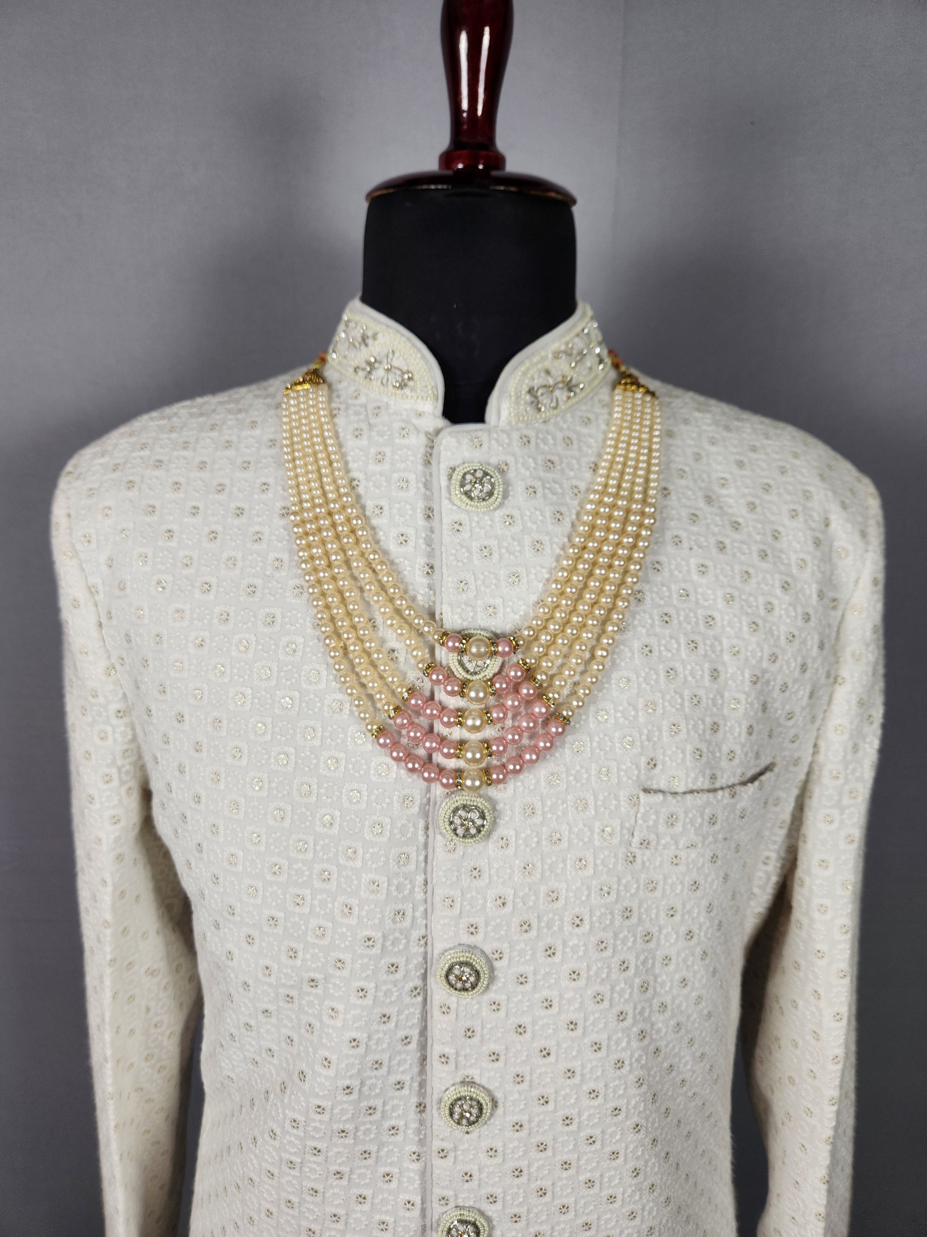 Peach Groom Necklace  Wedding Mala For Sherwani