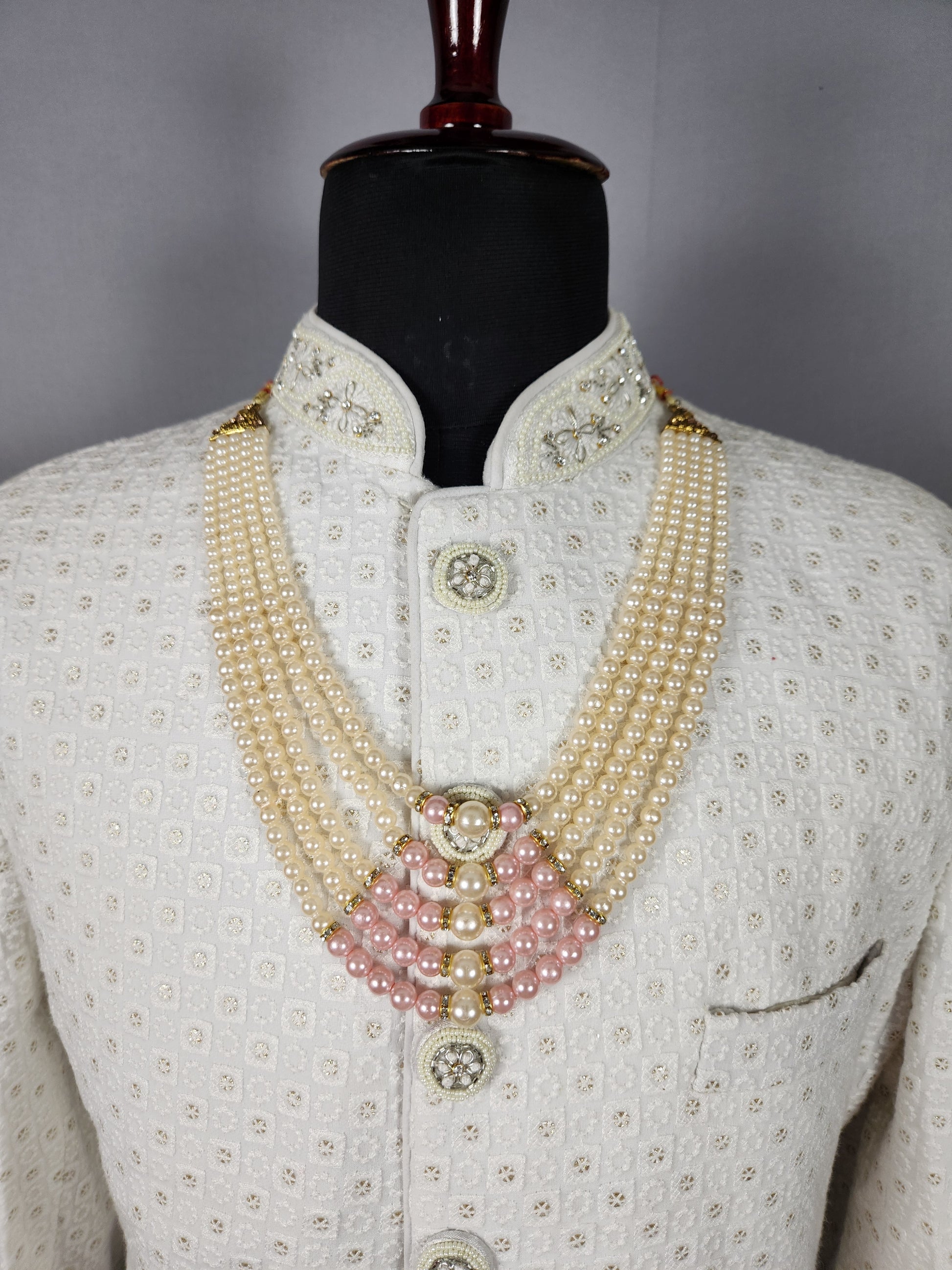 Peach Groom Necklace  Wedding Mala For Sherwani