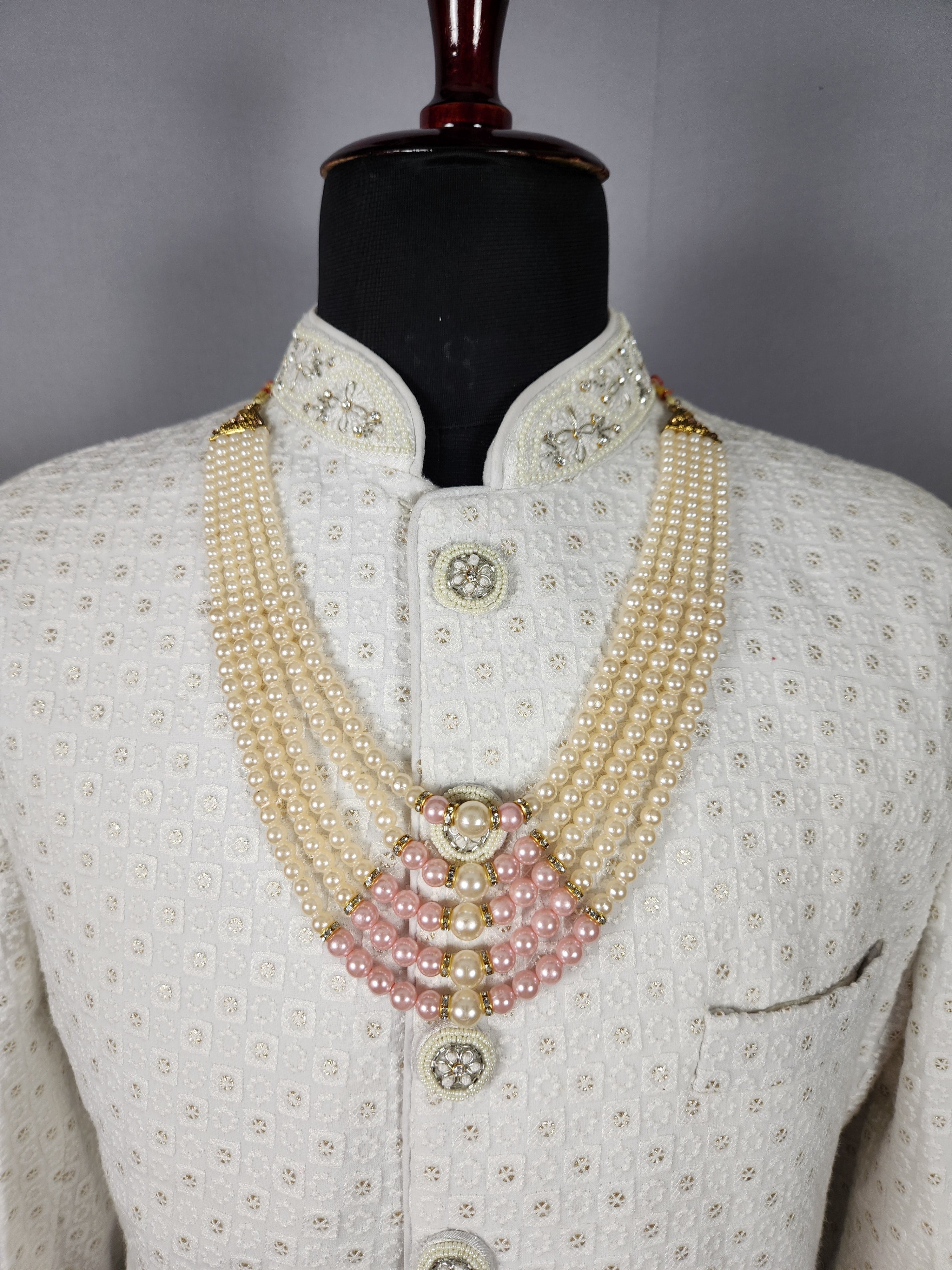 Peach Groom Necklace  Wedding Mala For Sherwani