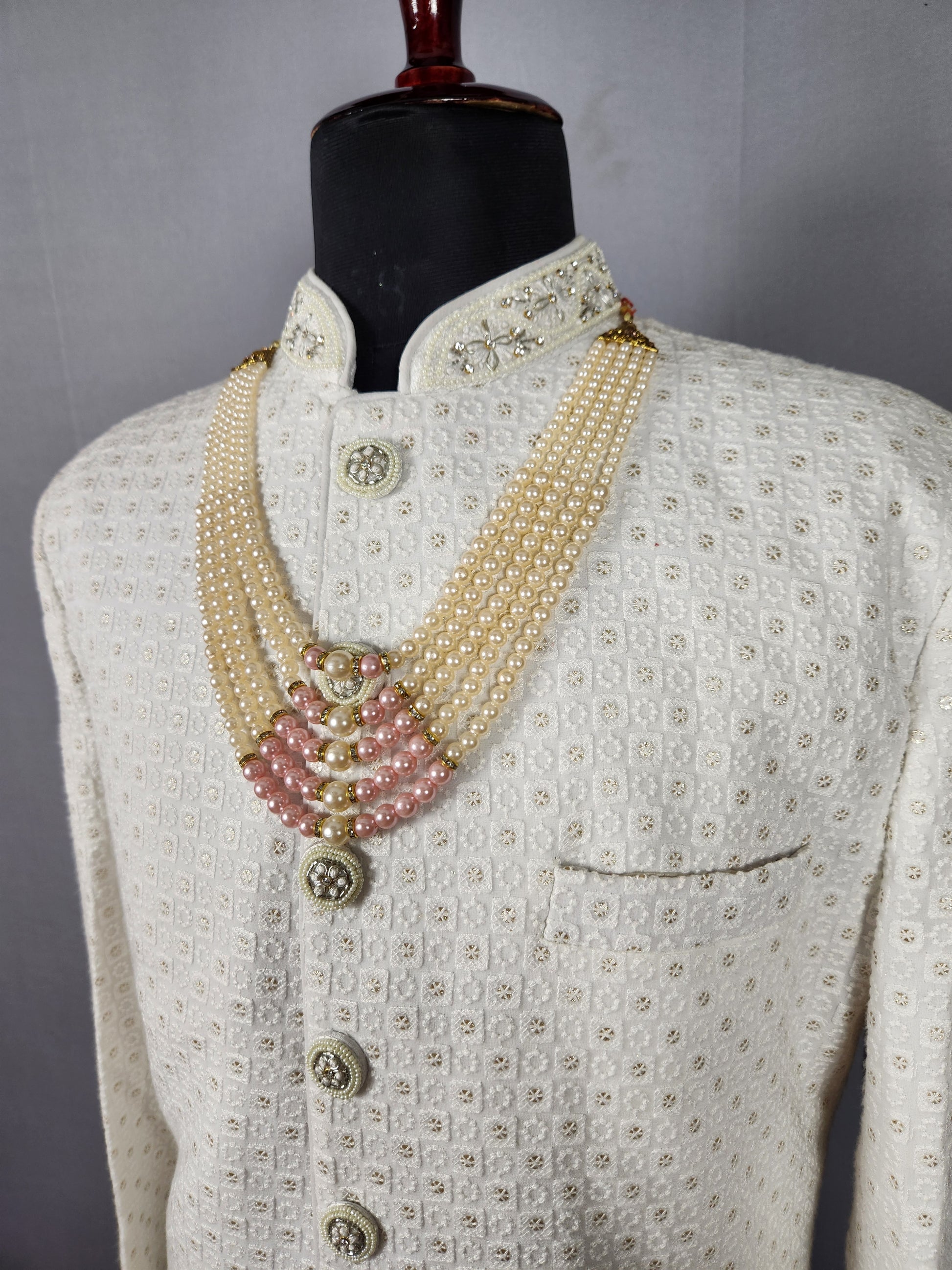 Peach Groom Necklace  Wedding Mala For Sherwani