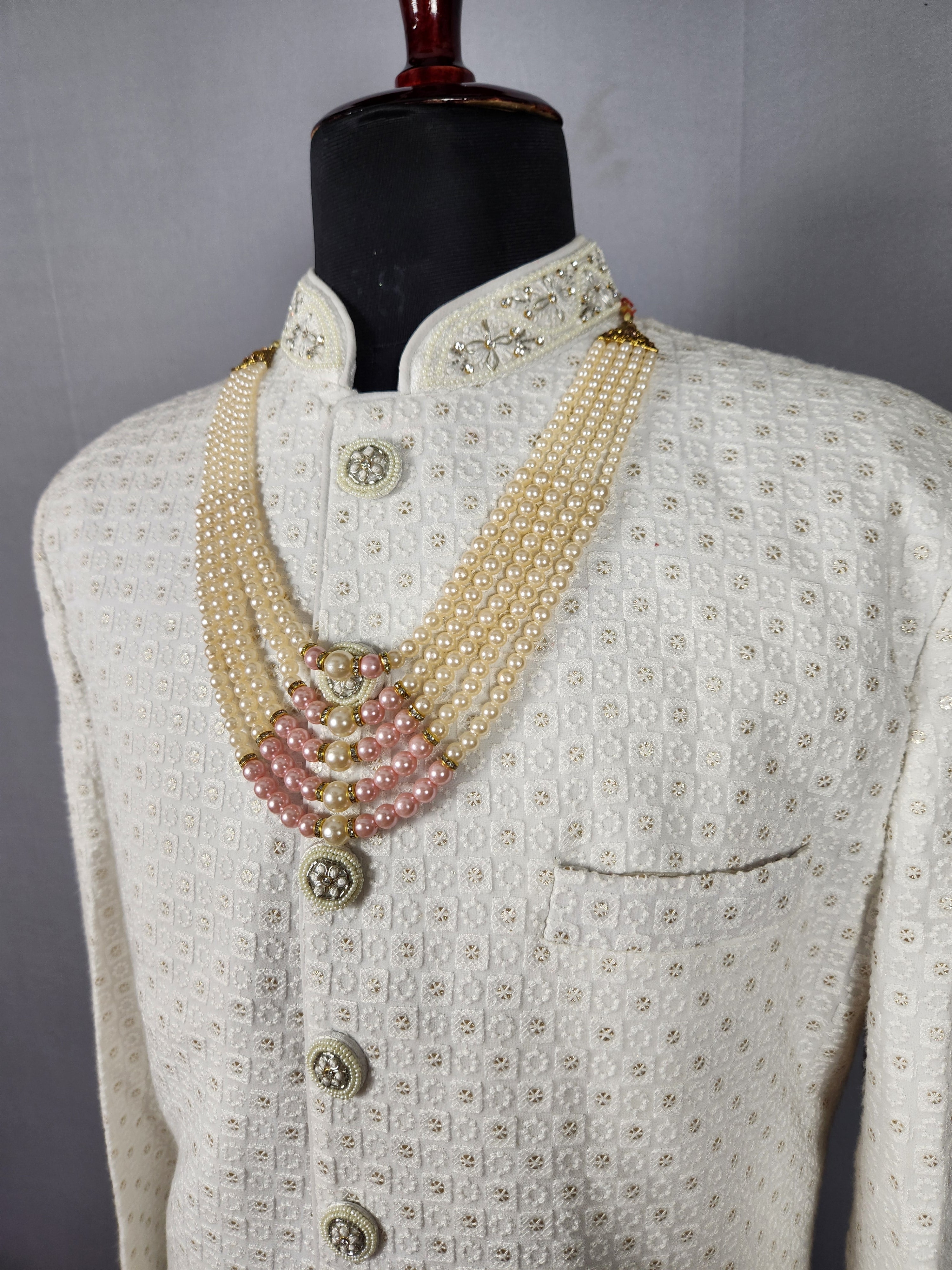 Peach Groom Necklace  Wedding Mala For Sherwani