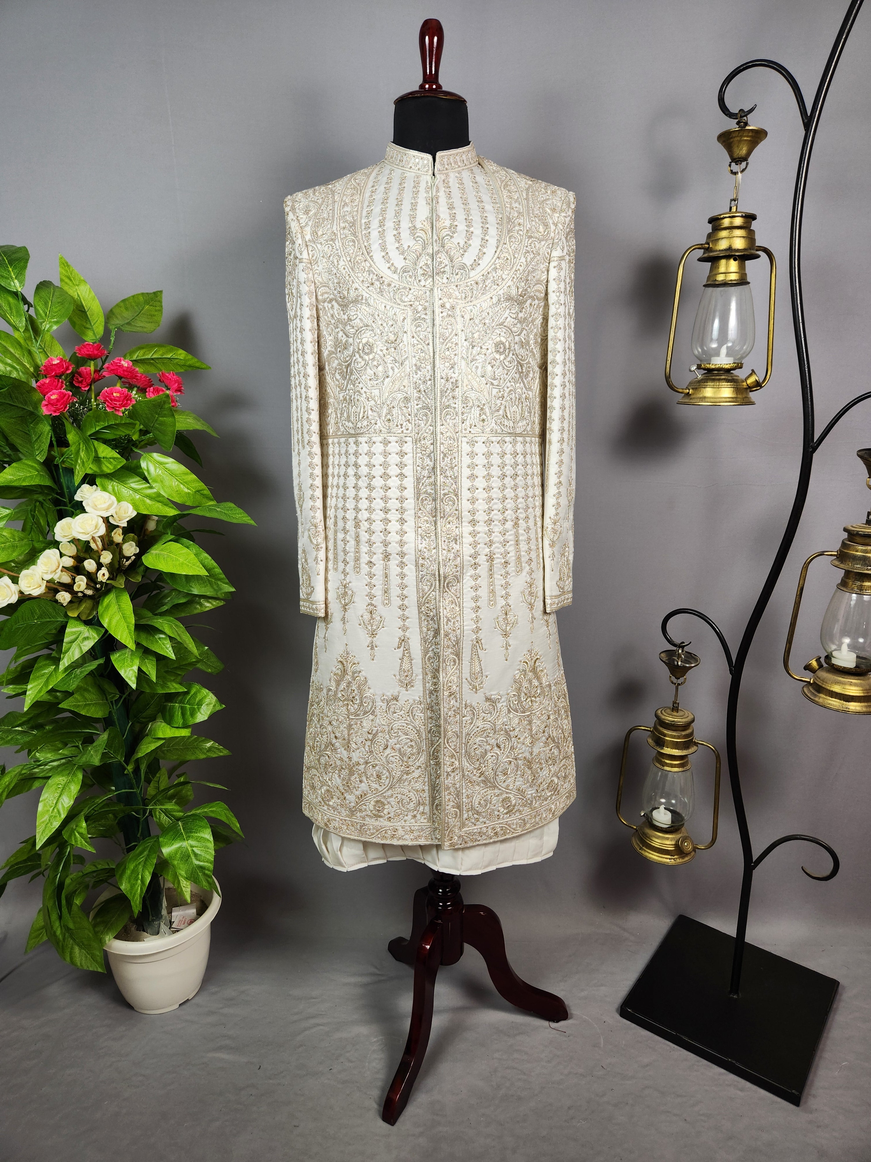 Luxury White Wedding Groom Sherwani  | Sherwani For Men