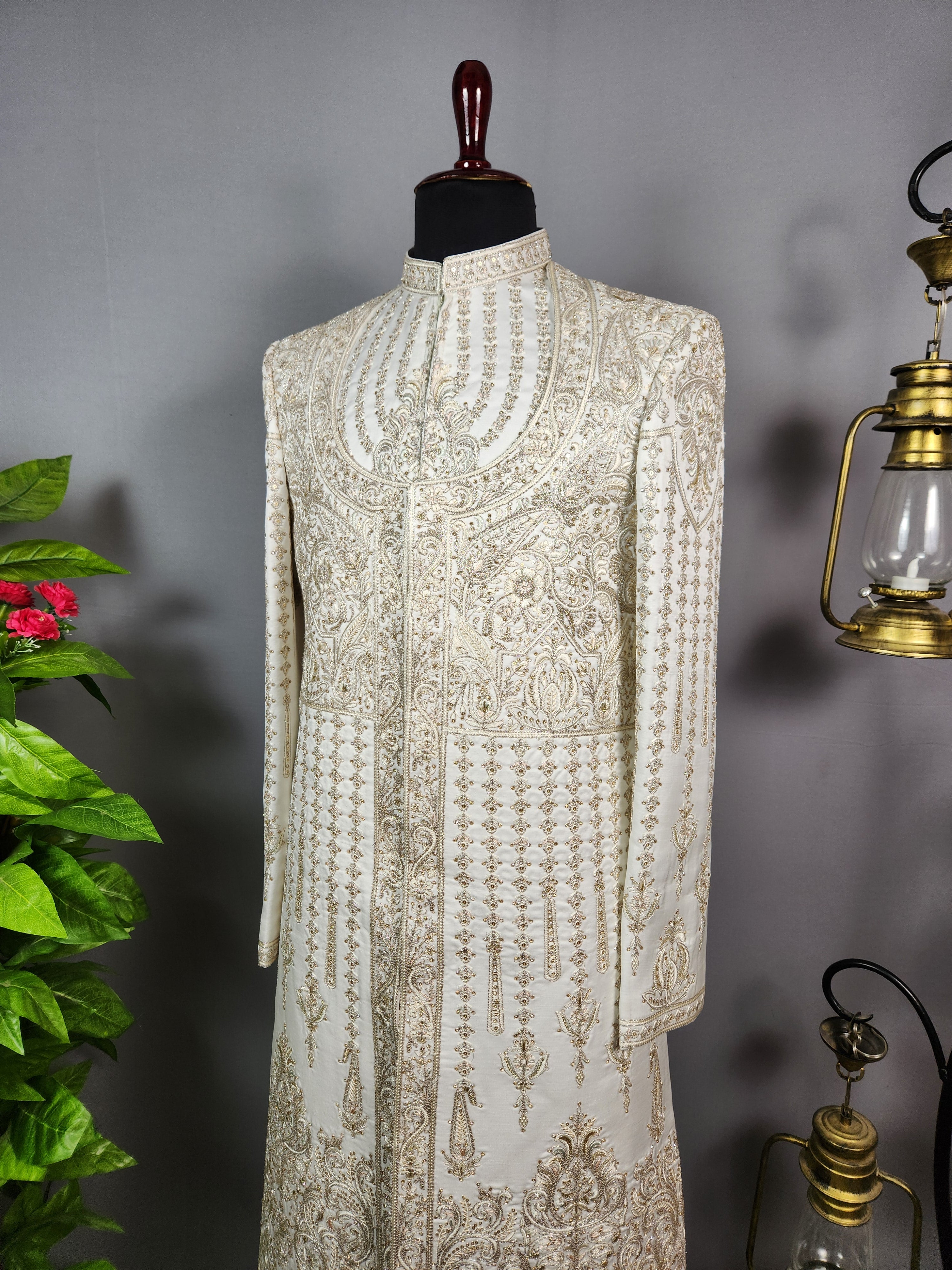 Luxury White Wedding Groom Sherwani  | Sherwani For Men