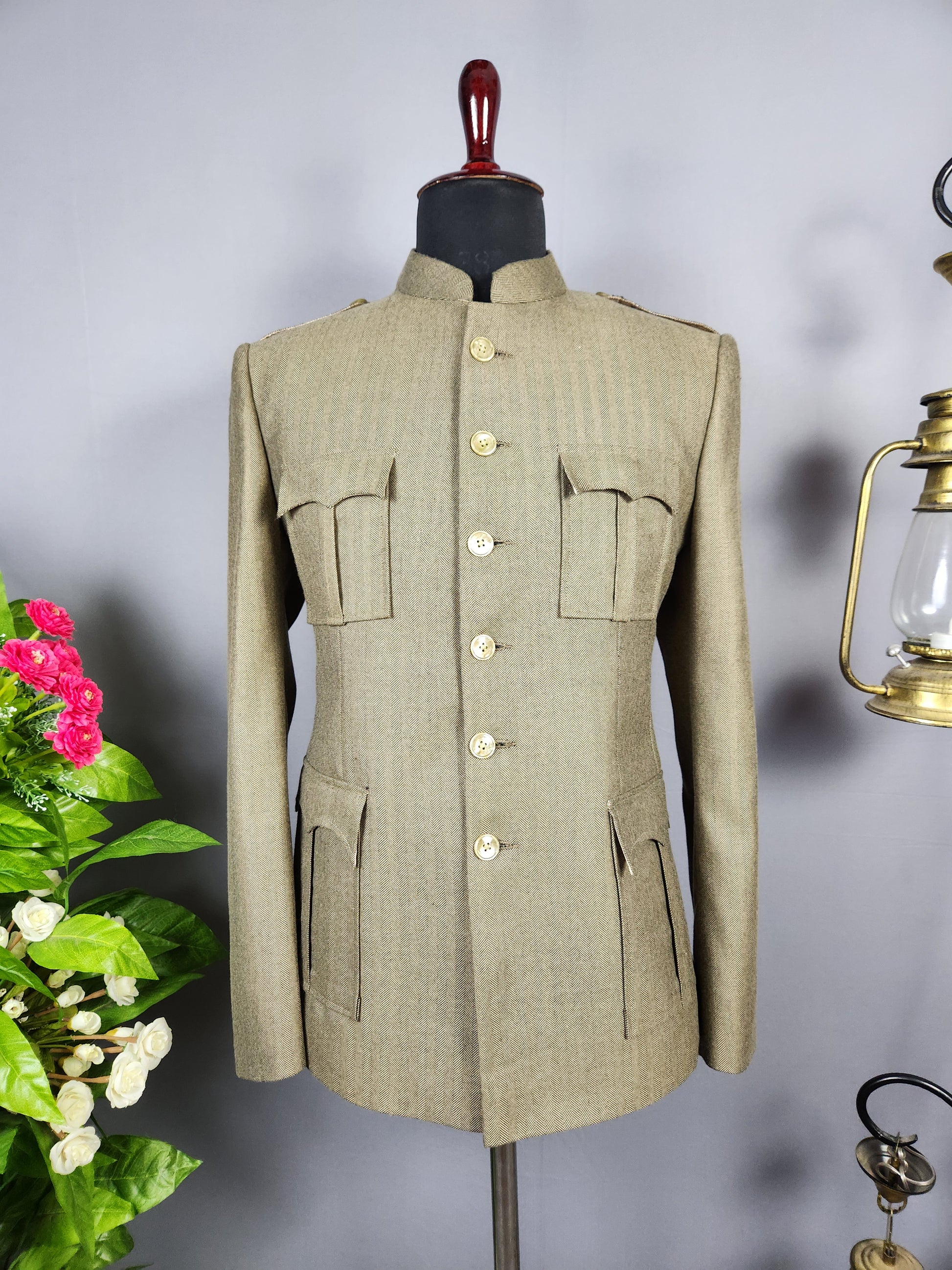 Khaki Beige Jodhpuri Suit for Men  -   Indian Wedding Outfit for Men