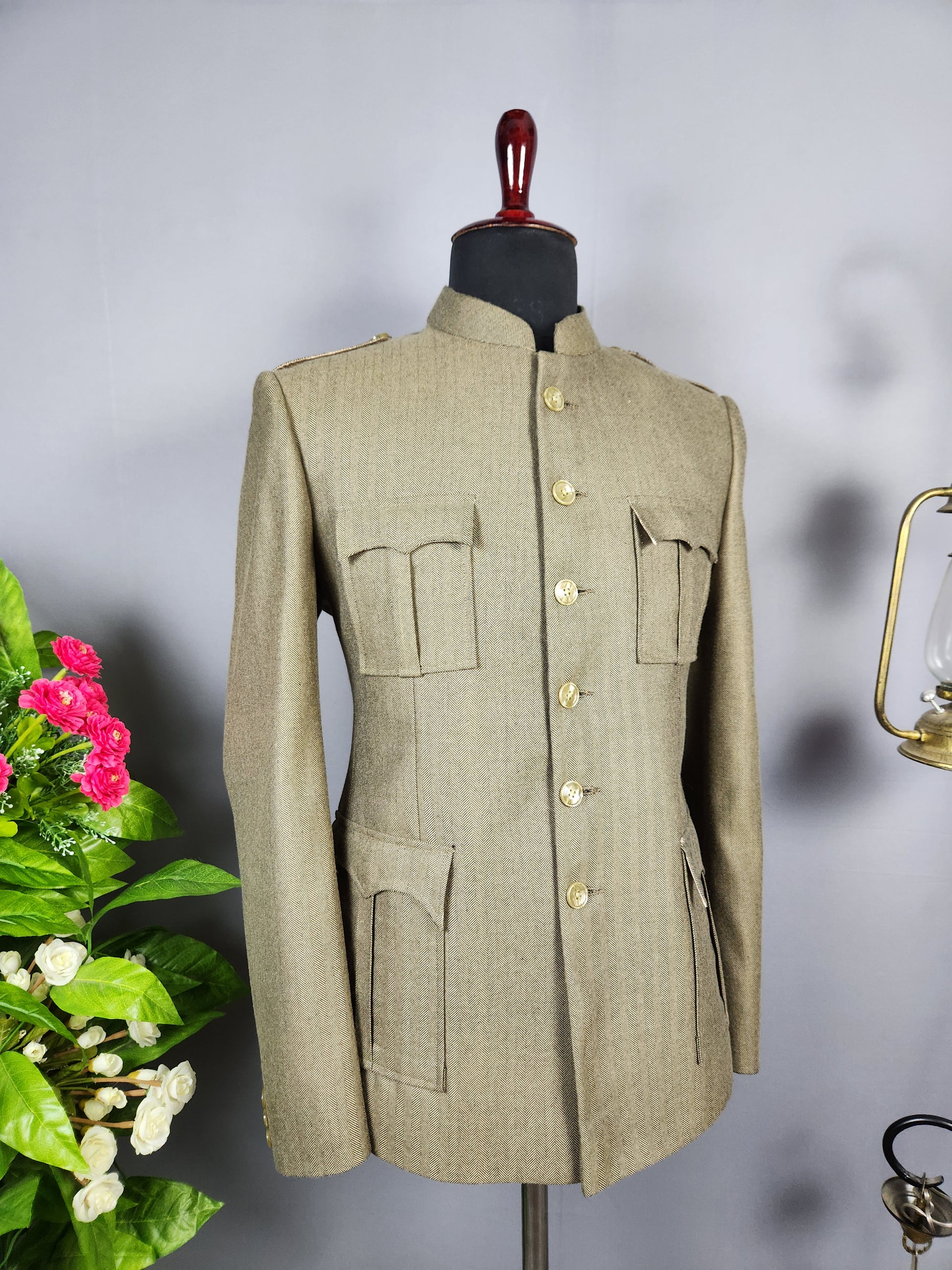 Khaki Beige Jodhpuri Suit for Men  -   Indian Wedding Outfit for Men