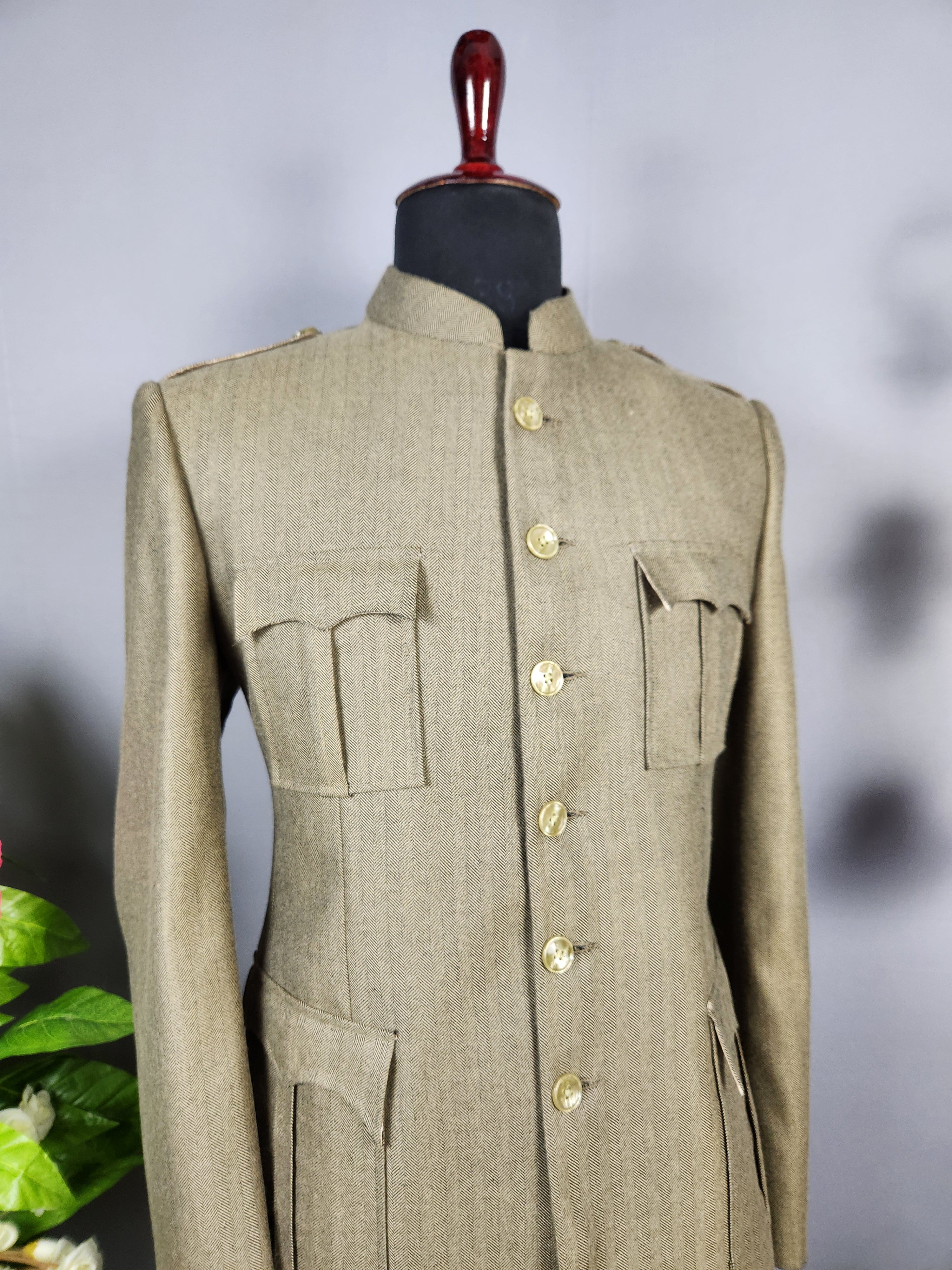 Khaki Beige Jodhpuri Suit for Men  -   Indian Wedding Outfit for Men