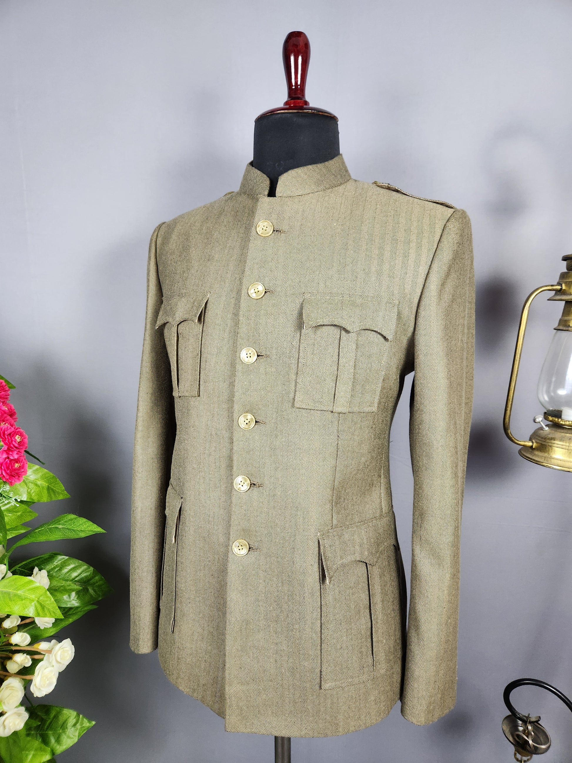 Khaki Beige Jodhpuri Suit for Men  -   Indian Wedding Outfit for Men