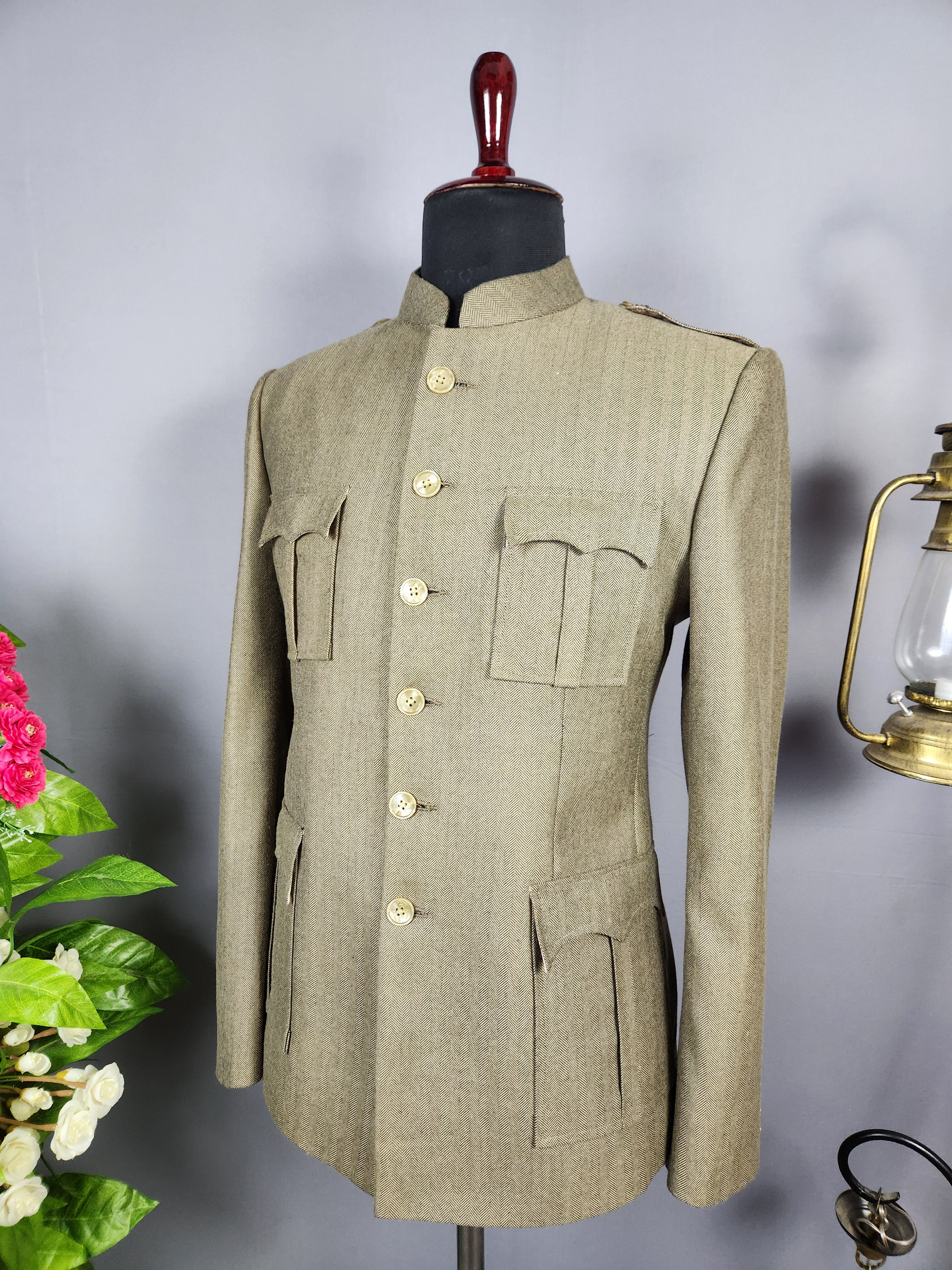 Khaki Beige Jodhpuri Suit for Men  -   Indian Wedding Outfit for Men