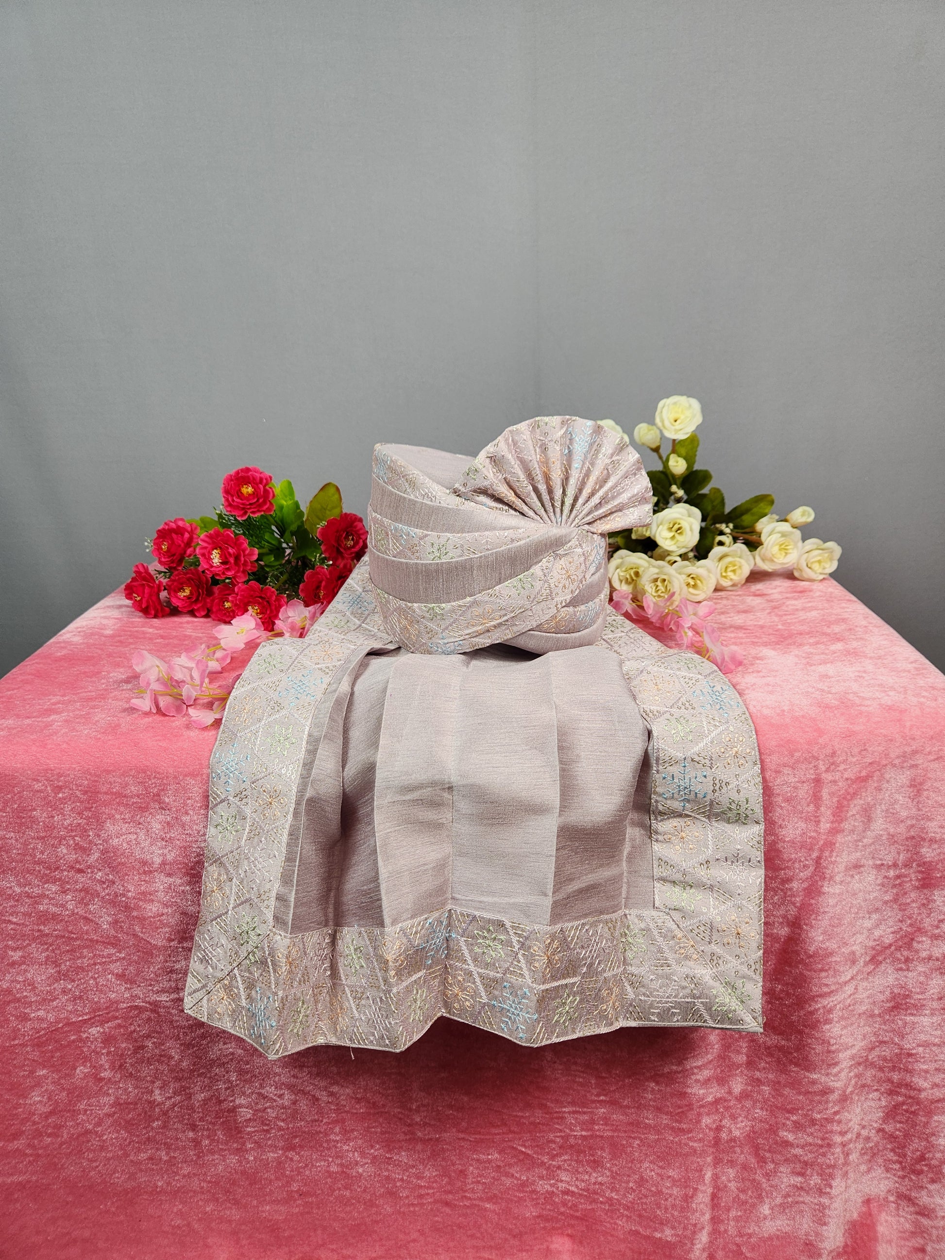 Lavender Groom Turban Shawl Set