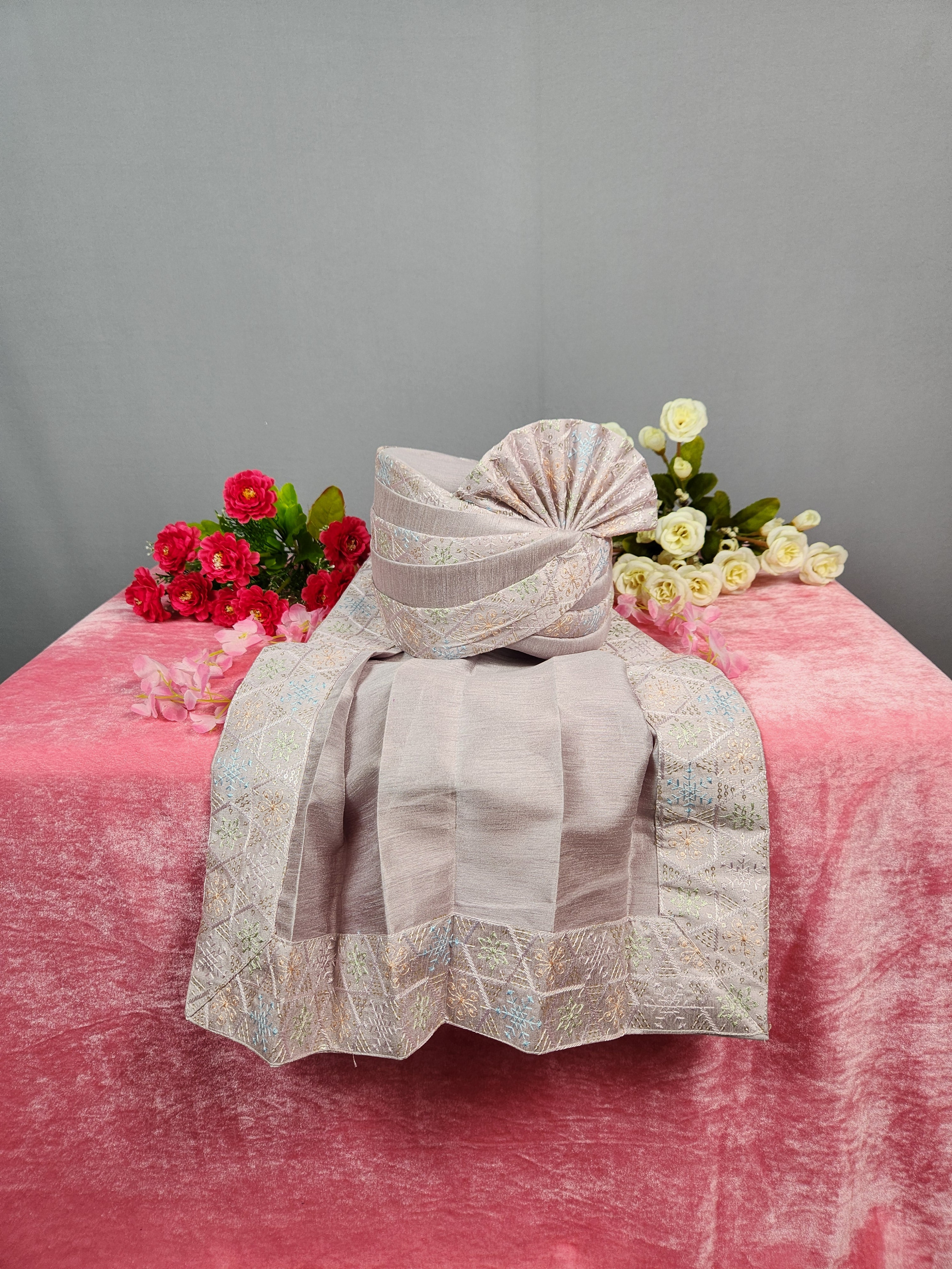 Lavender Groom Turban Shawl Set