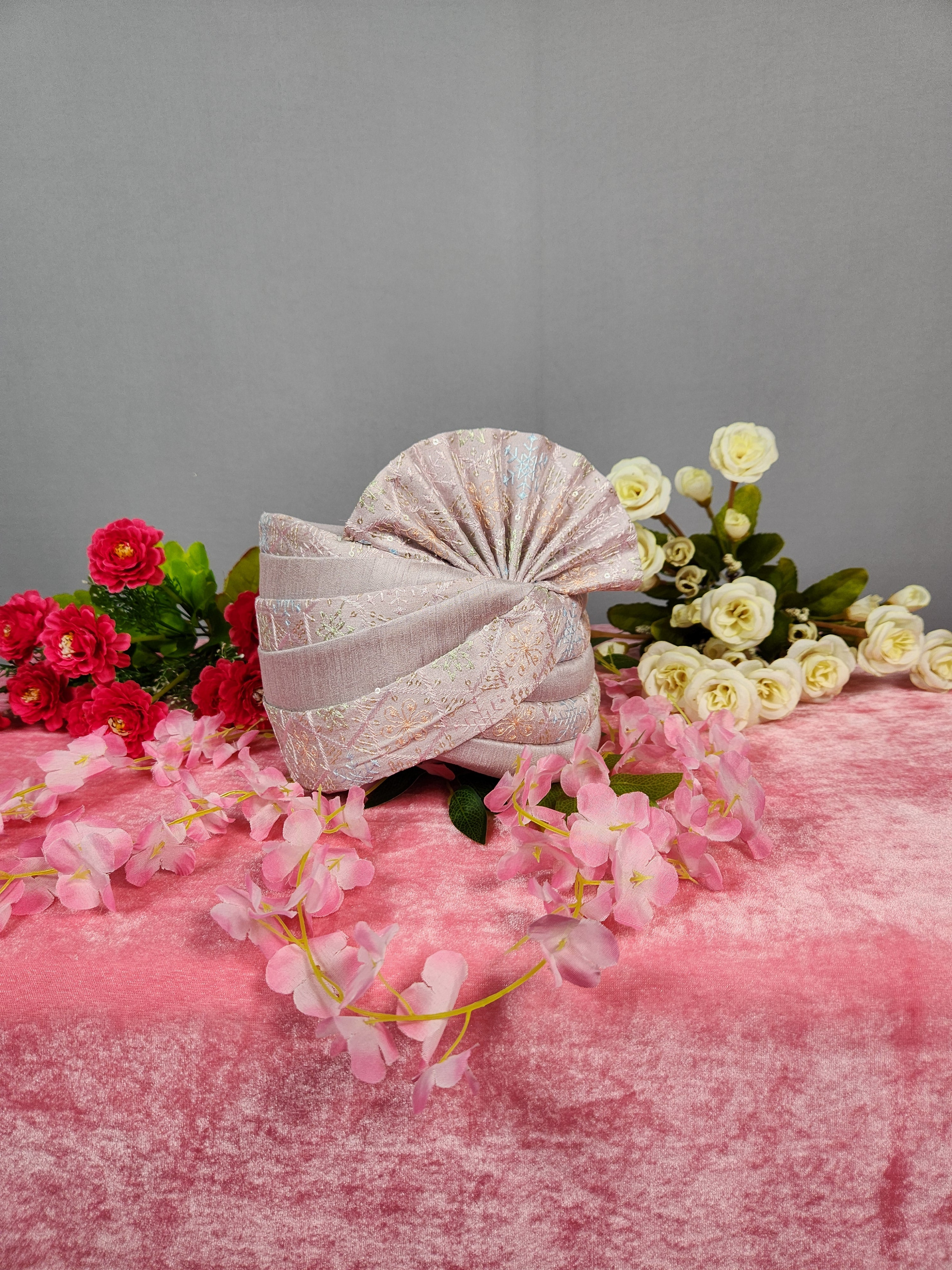 Lavender Groom Turban Shawl Set