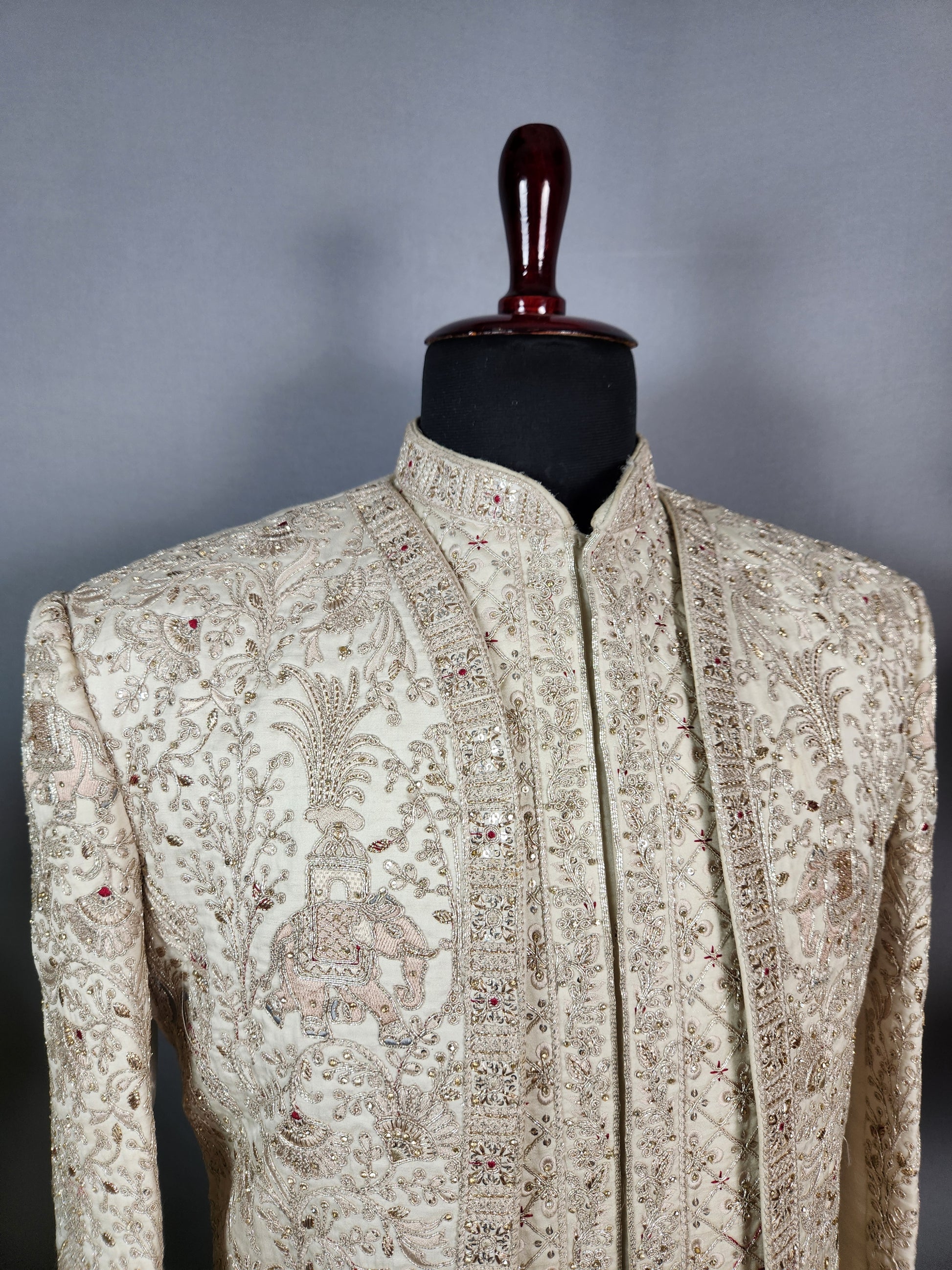 Light Golden Sherwani for Groom  -   Indian Wedding Outfit for Men
