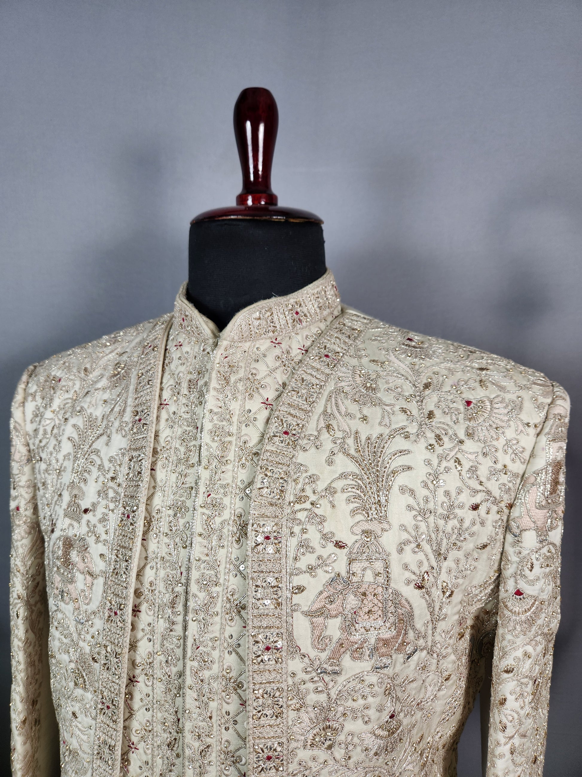 Light Golden Sherwani for Groom  -   Indian Wedding Outfit for Men